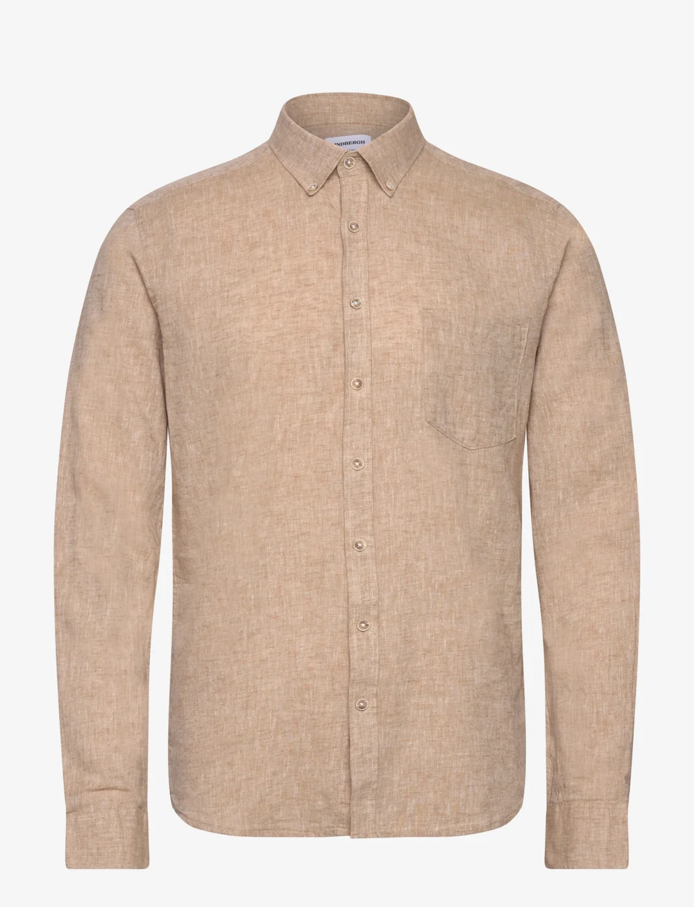 Lindbergh - Cotton/linen shirt L/S - leinenhemden - mid sand - 0
