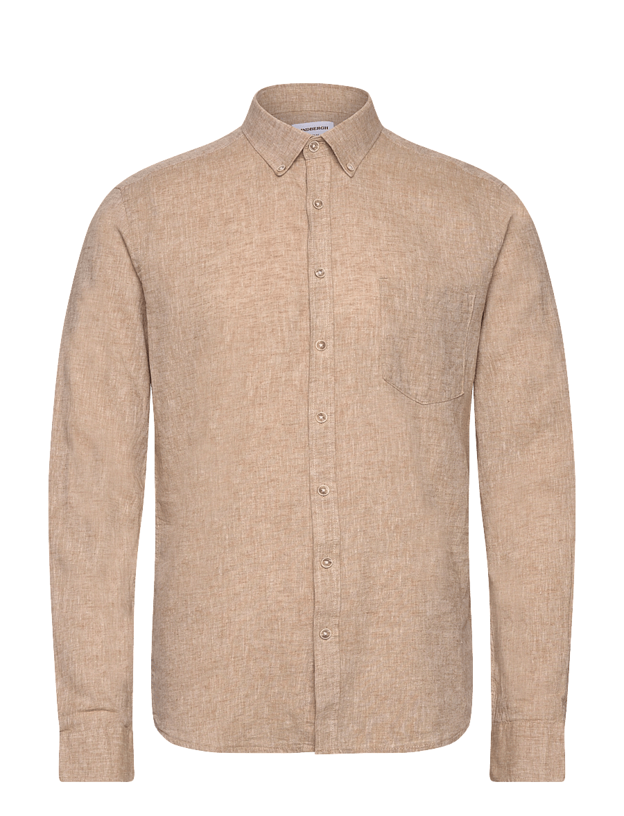 Lindbergh - Cotton/linen shirt L/S - linnen overhemden - mid sand - 0