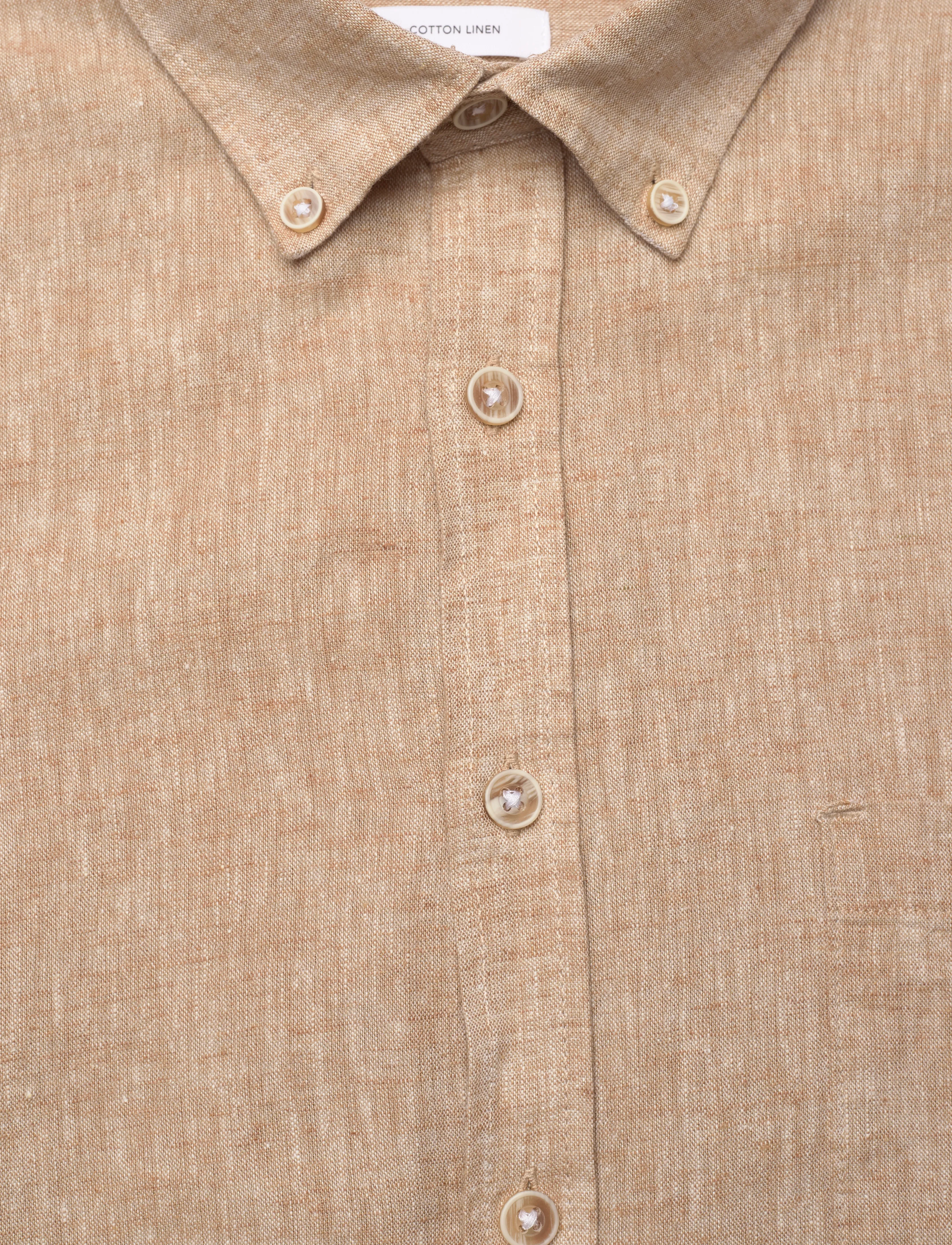 Lindbergh - Cotton/linen shirt L/S - linen shirts - mid sand - 2