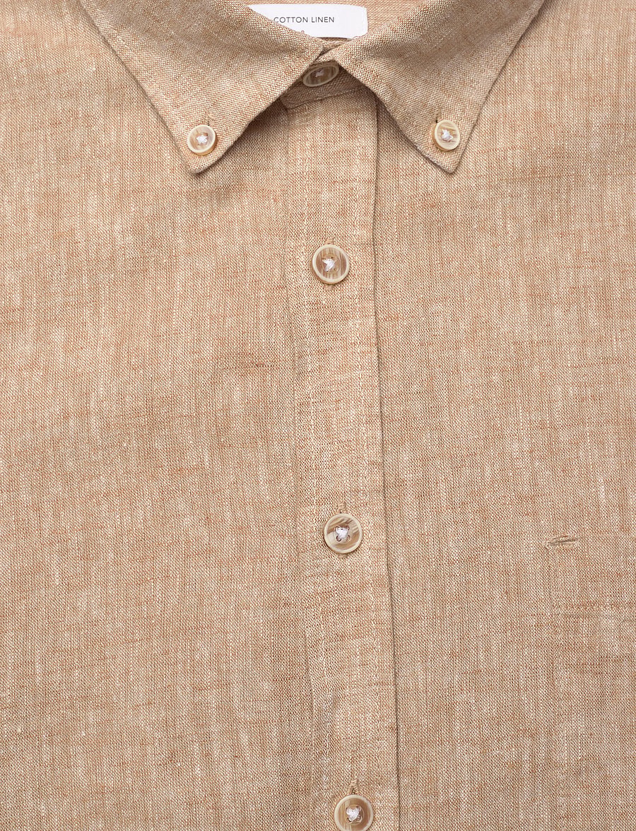 Lindbergh - Cotton/linen shirt L/S - linnen overhemden - mid sand - 2
