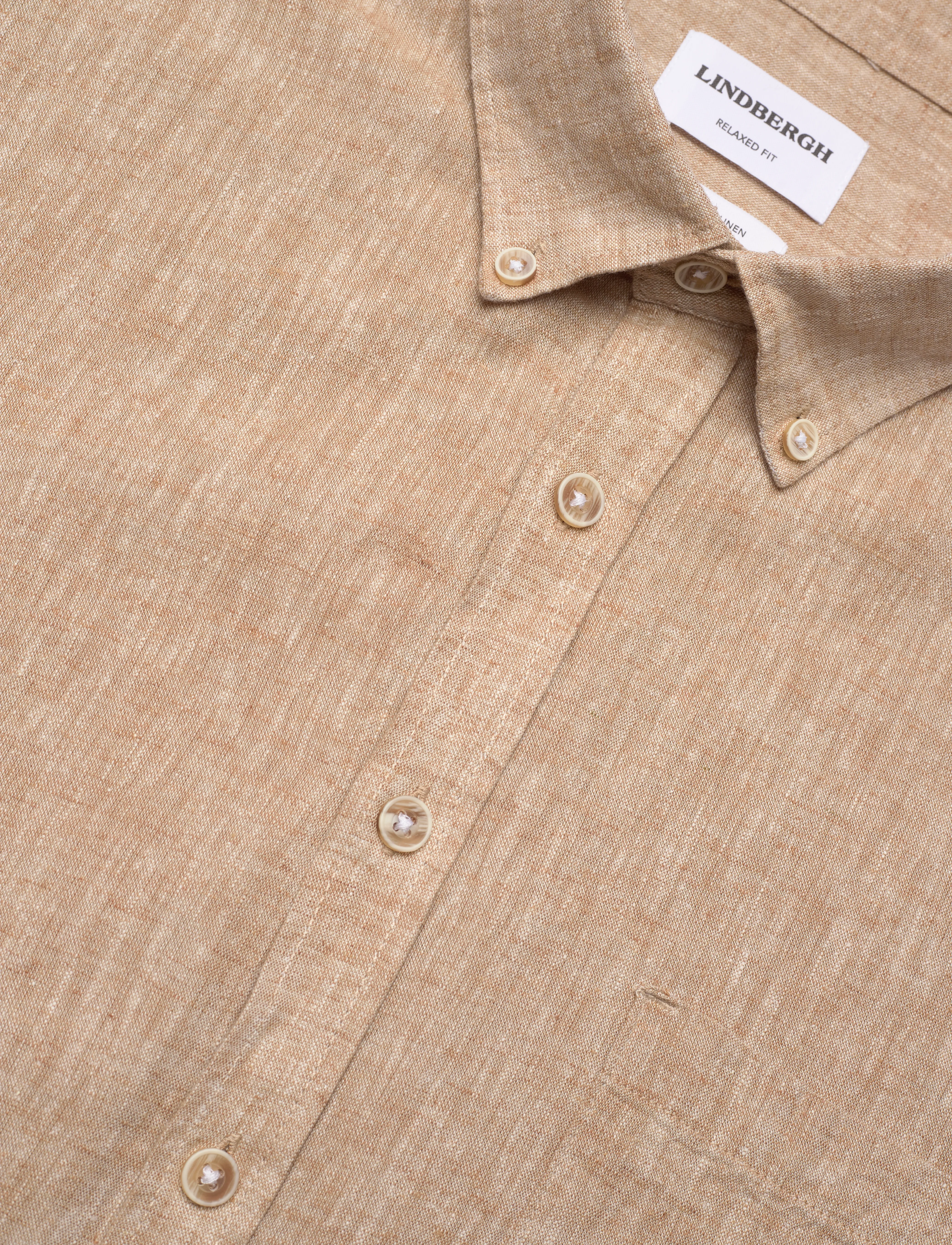 Lindbergh - Cotton/linen shirt L/S - linen shirts - mid sand - 3