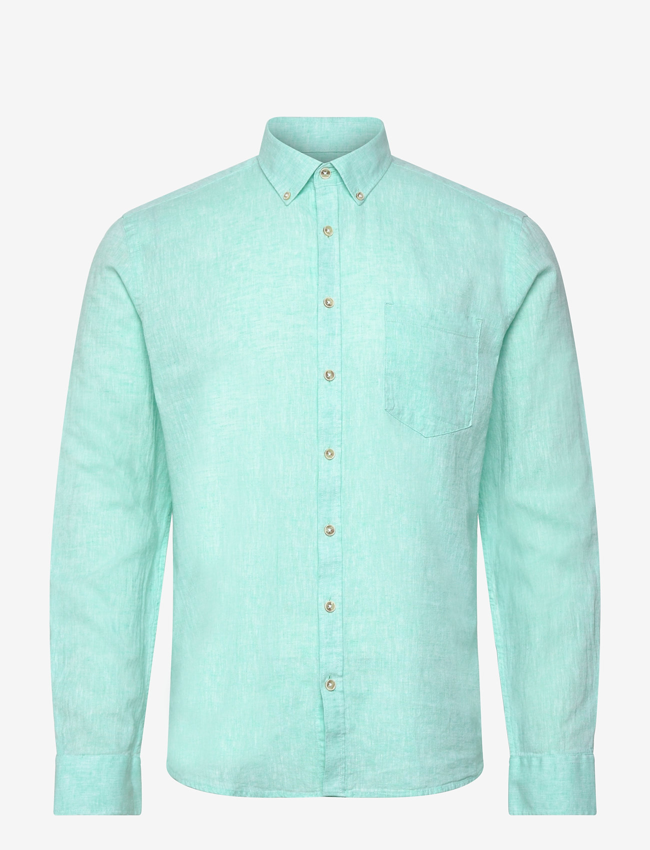 Lindbergh - Cotton/linen shirt L/S - linneskjortor - mint green - 1