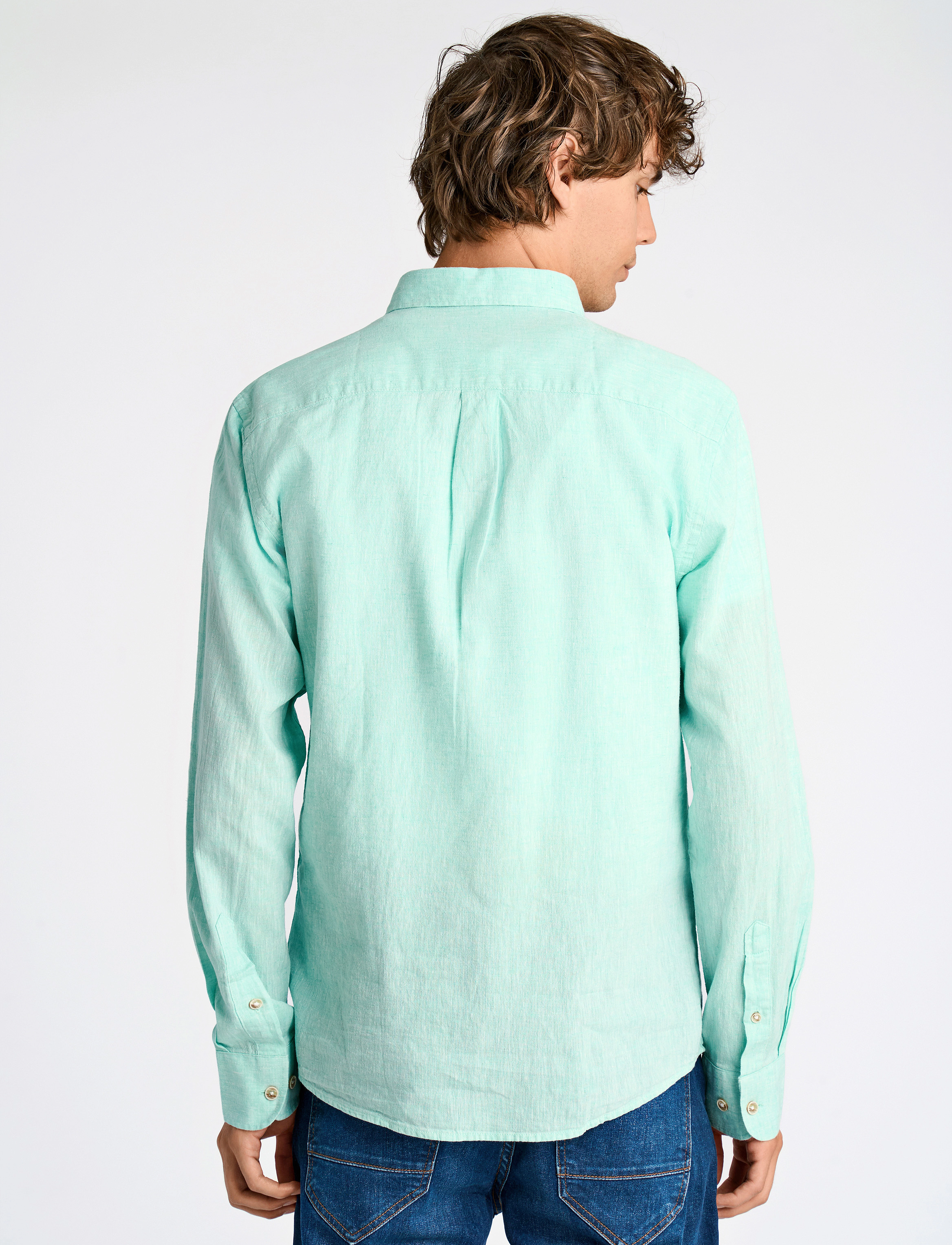 Lindbergh - Cotton/linen shirt L/S - pellavakauluspaidat - mint green - 3