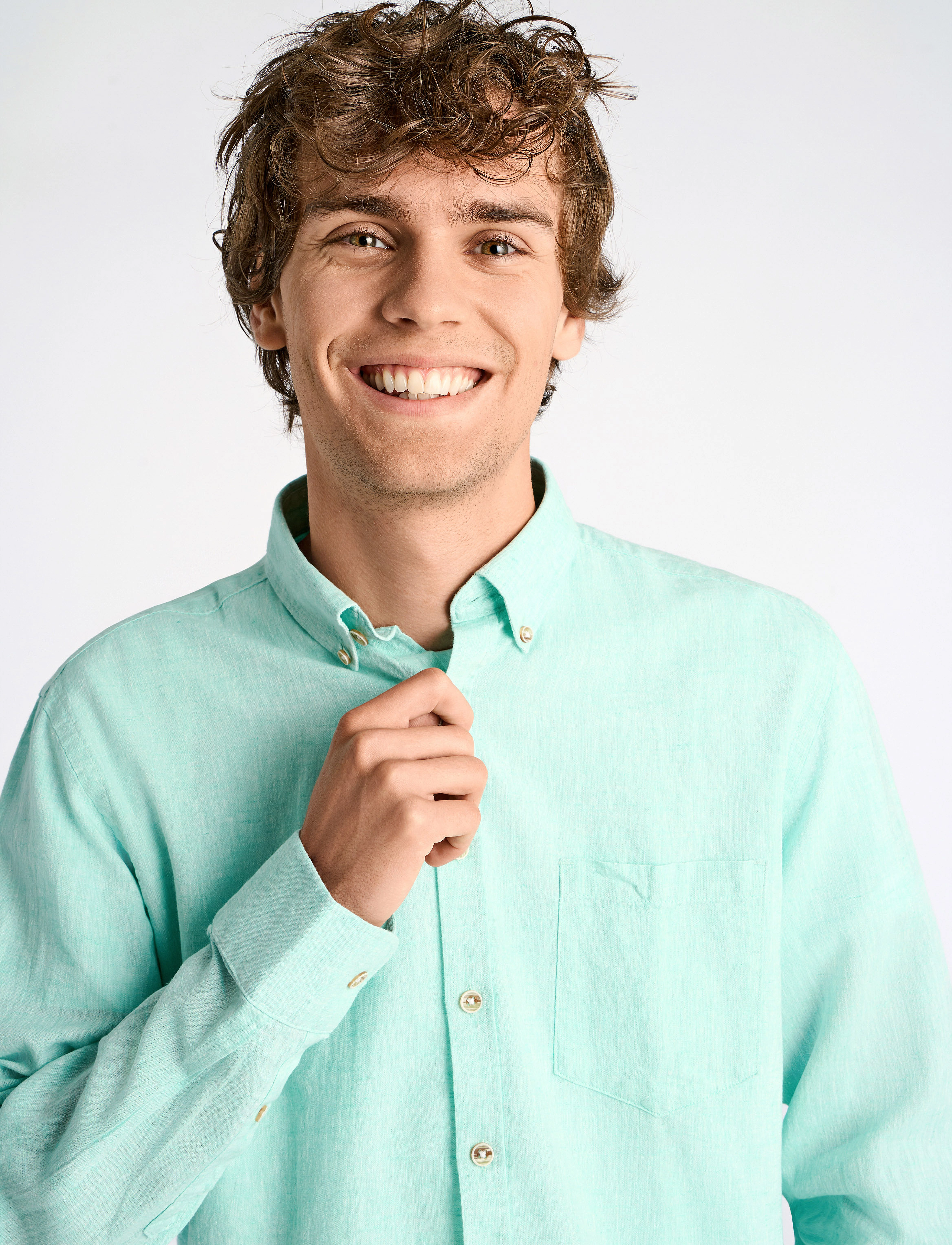 Lindbergh - Cotton/linen shirt L/S - pellavakauluspaidat - mint green - 5