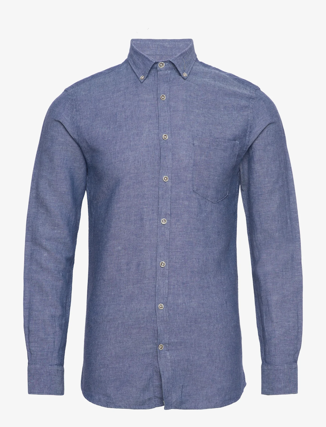 Lindbergh - Cotton/linen shirt L/S - lininiai marškiniai - navy - 0