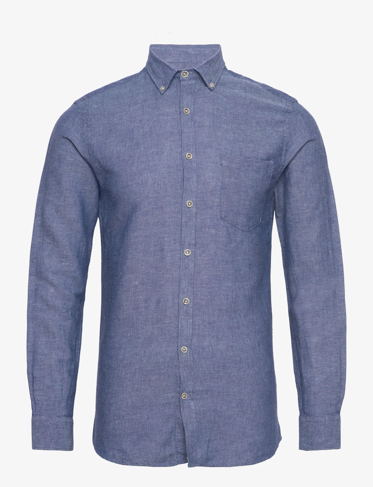 Lindbergh - Cotton/linen shirt L/S - hørskjorter - navy - 0