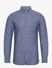 Lindbergh - Cotton/linen shirt L/S - linen shirts - navy - 0