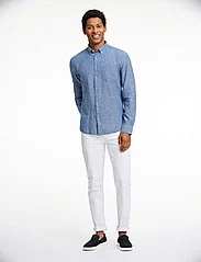 Lindbergh - Cotton/linen shirt L/S - linen shirts - navy - 4