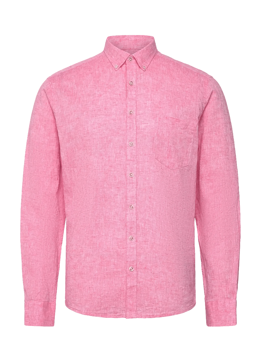 Lindbergh - Cotton/linen shirt L/S - linnen overhemden - pink - 0