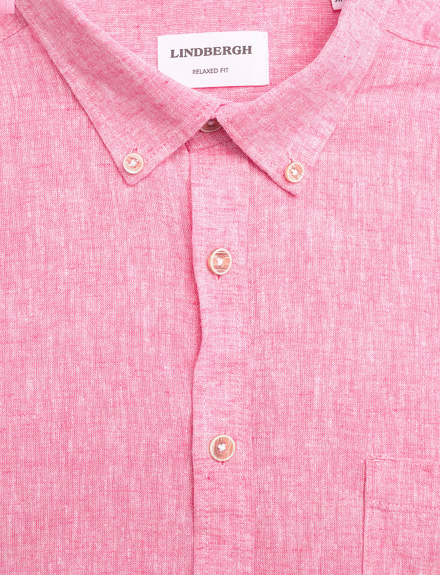 Lindbergh - Cotton/linen shirt L/S - linnen overhemden - pink - 2