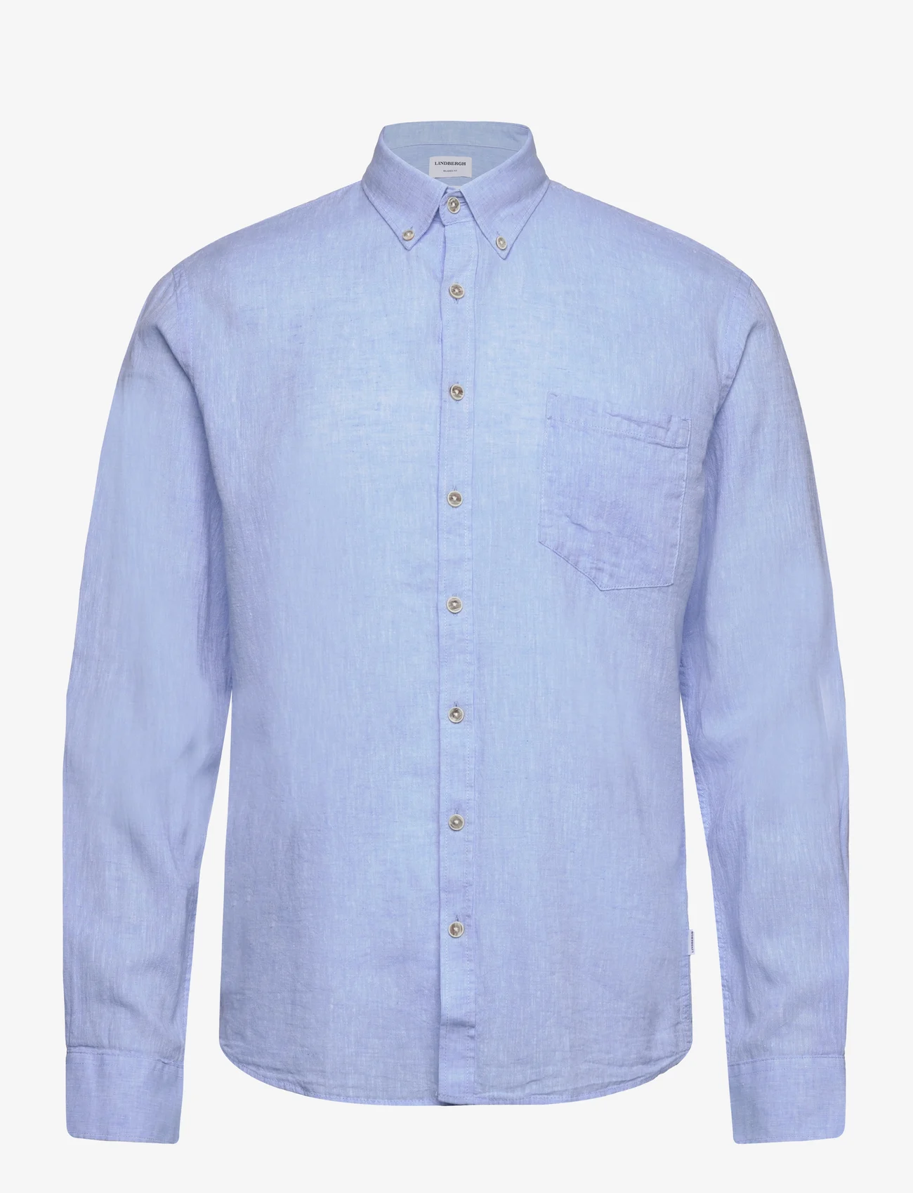 Lindbergh - Cotton/linen shirt L/S - linen shirts - sky blue - 0