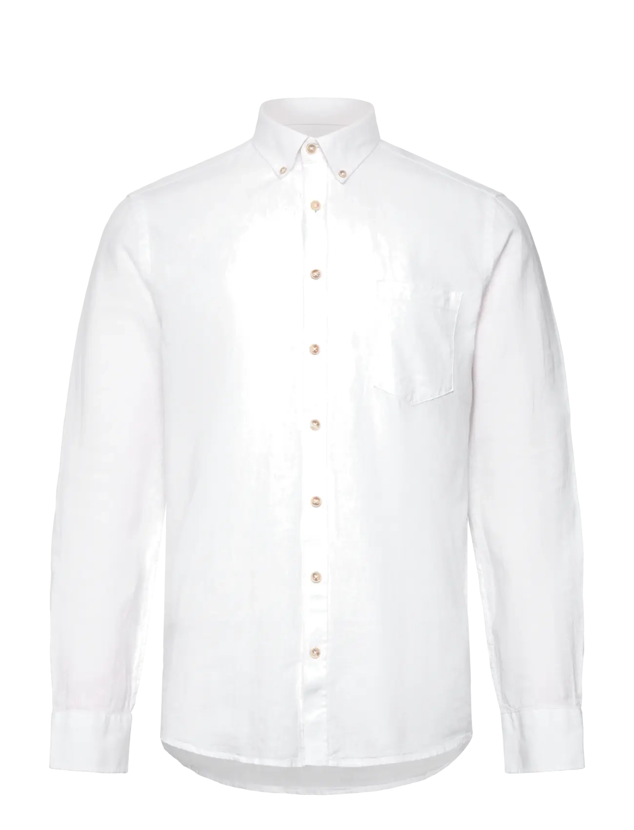Lindbergh Cotton/Linen Shirt L/S, Mænd, Langærmet Button Down Skjorte, Hvid, Str: S