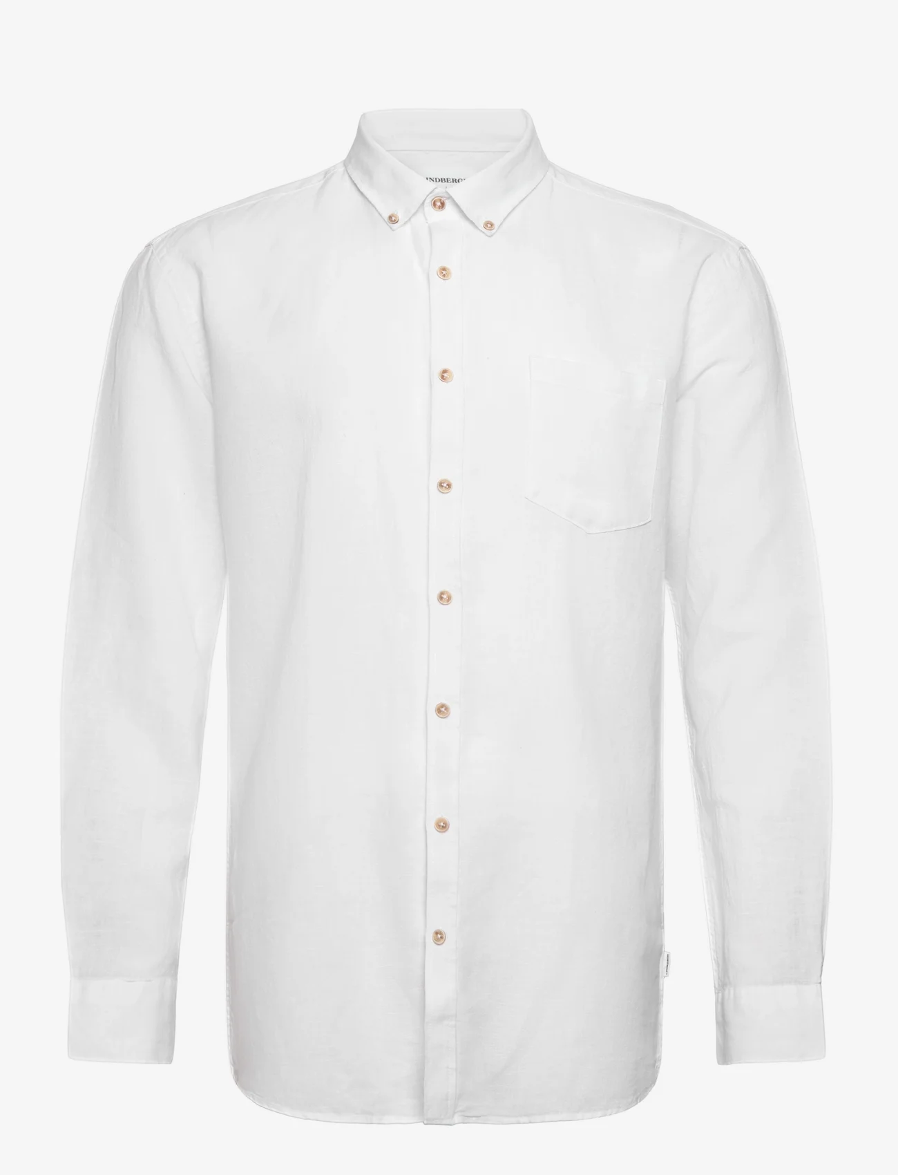 Lindbergh - Cotton/linen shirt L/S - lininiai marškiniai - white - 0