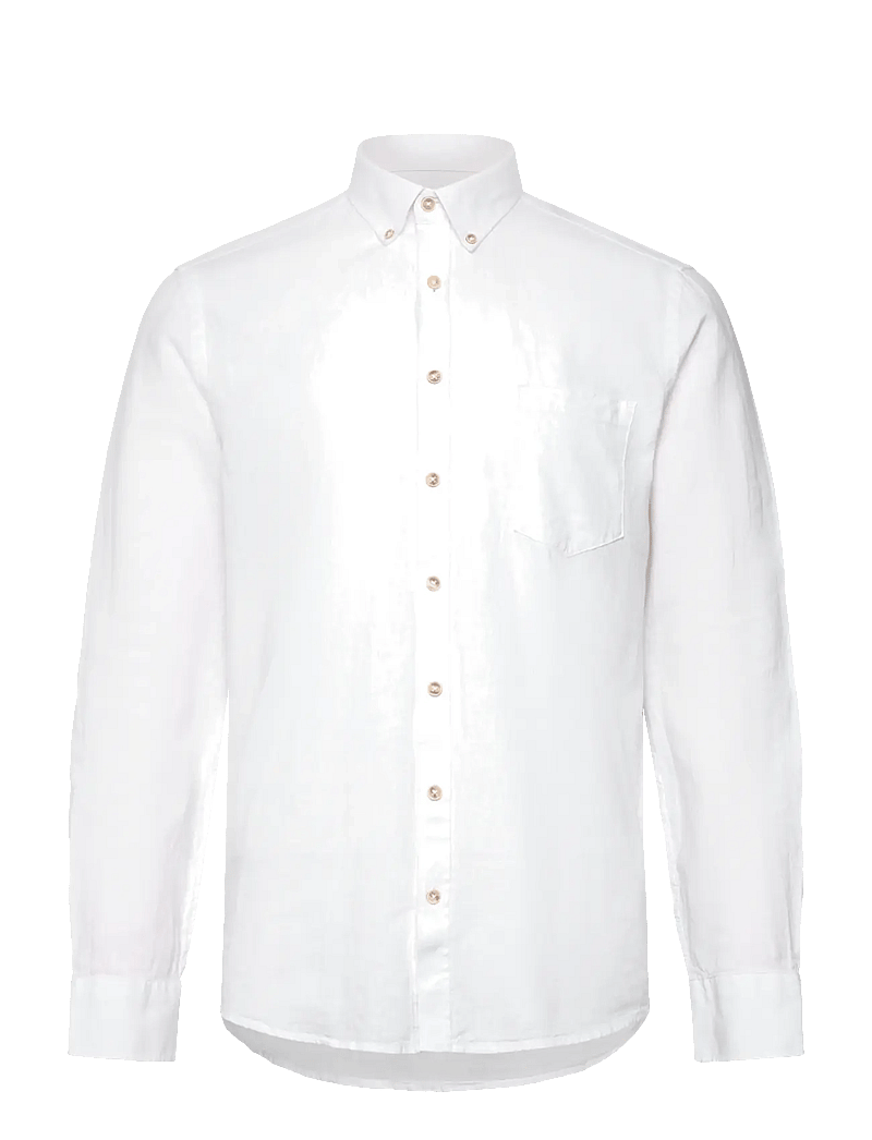 Lindbergh - Cotton/linen shirt L/S - hørskjorter - white - 0