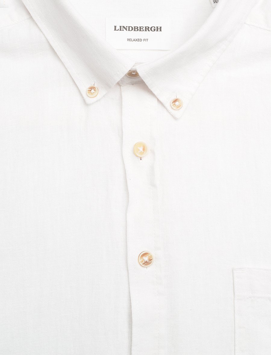 Lindbergh - Cotton/linen shirt L/S - linnen overhemden - white - 2