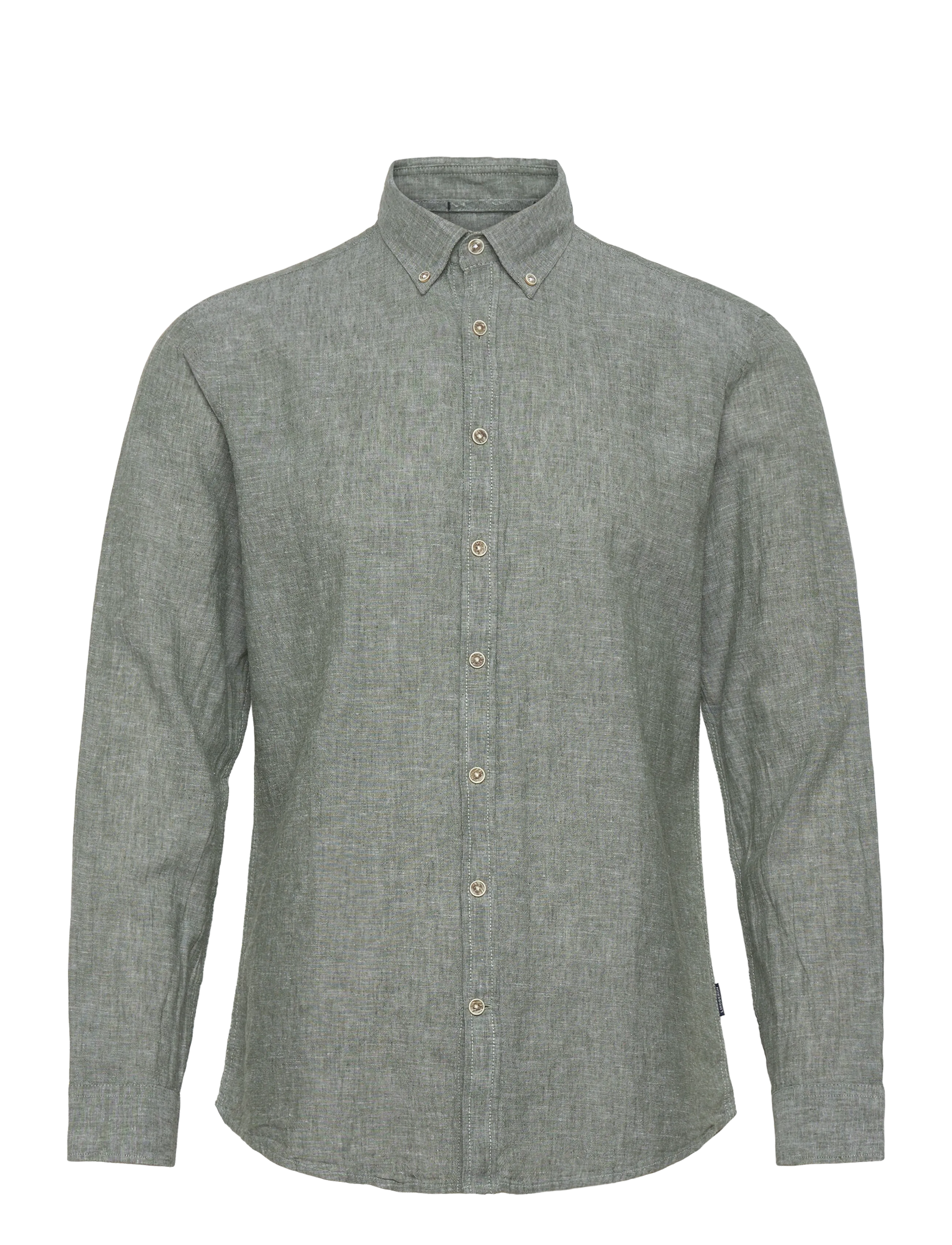 Lindbergh Cotton/linen shirt L/S - Skjortor - ARMY / green