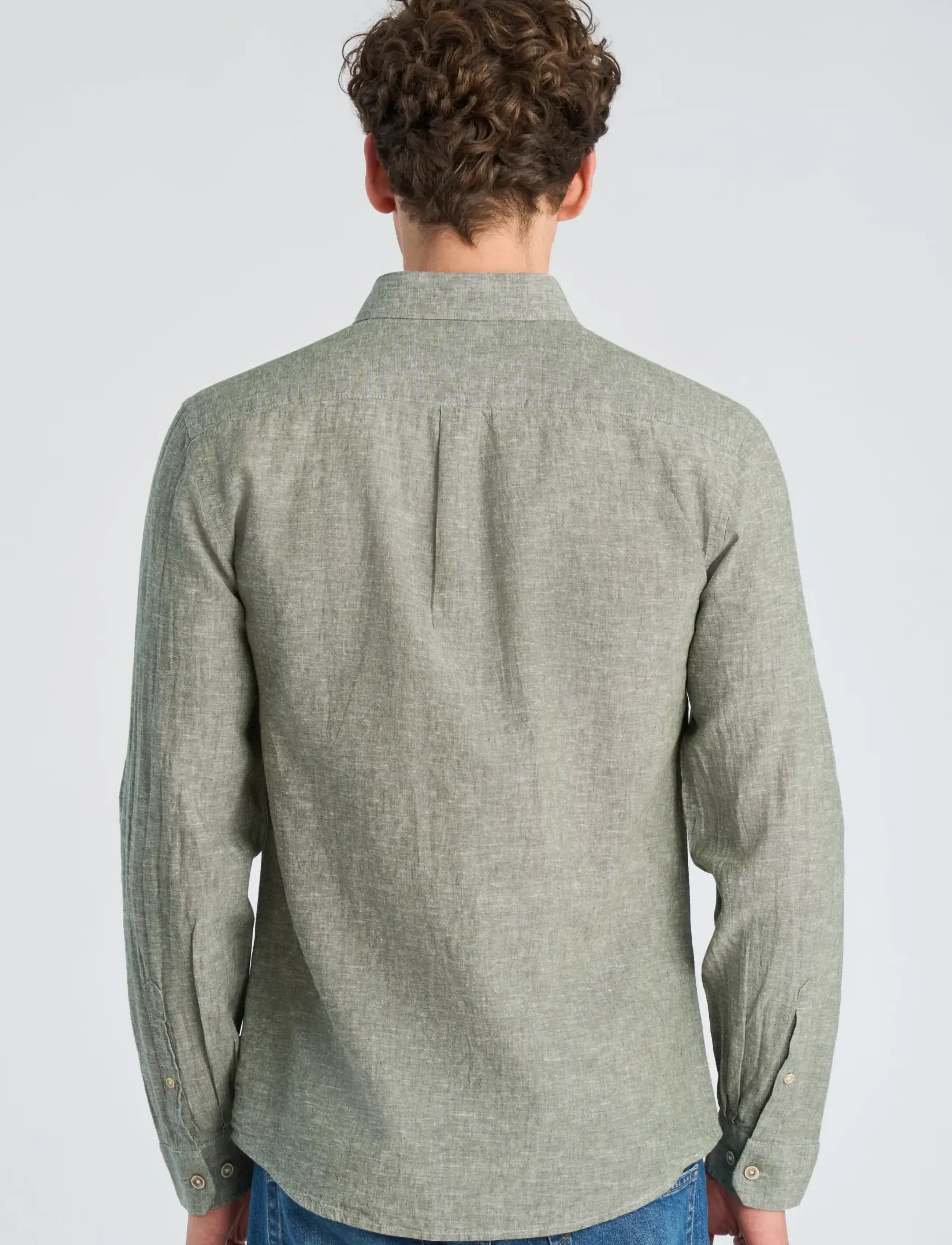 Lindbergh - Cotton/linen shirt L/S - hørskjorter - army - 4