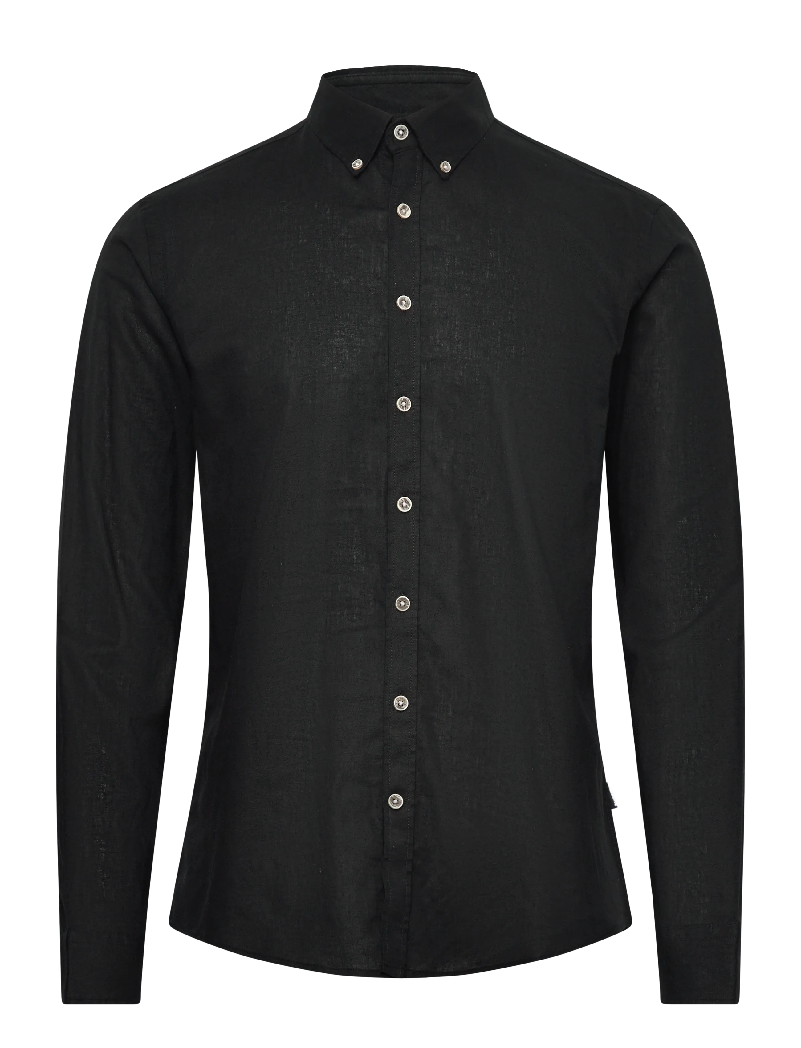 Lindbergh Cotton/linen shirt L/S - Skjorter - BLACK / black