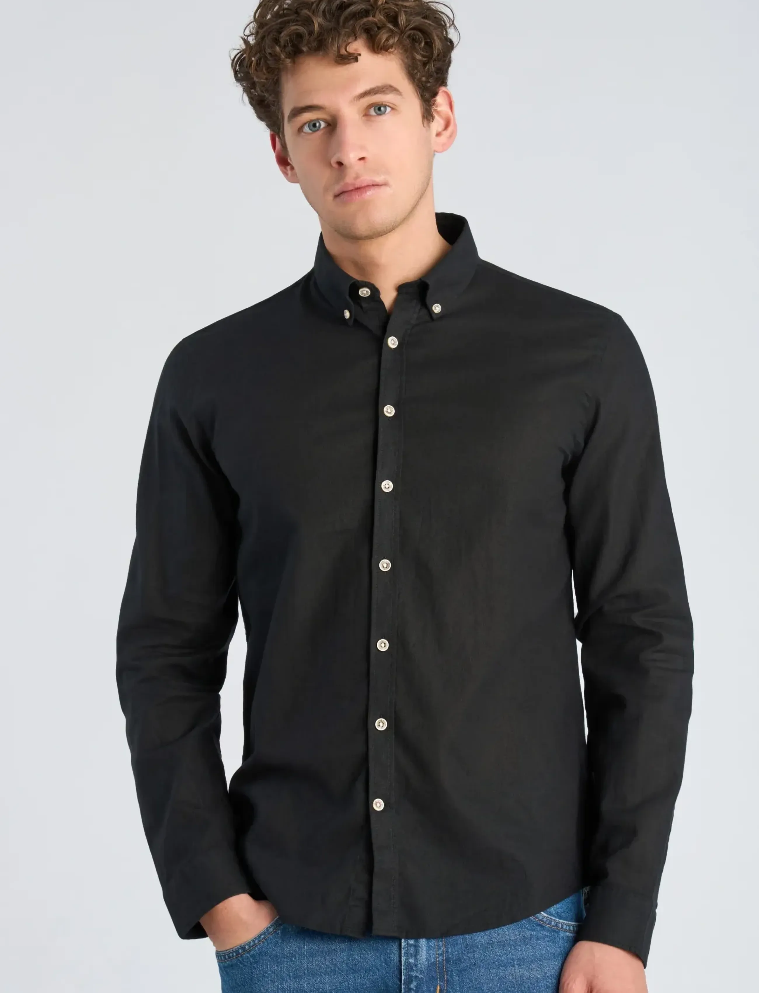 Lindbergh - Cotton/linen shirt L/S - linneskjortor - black - 3