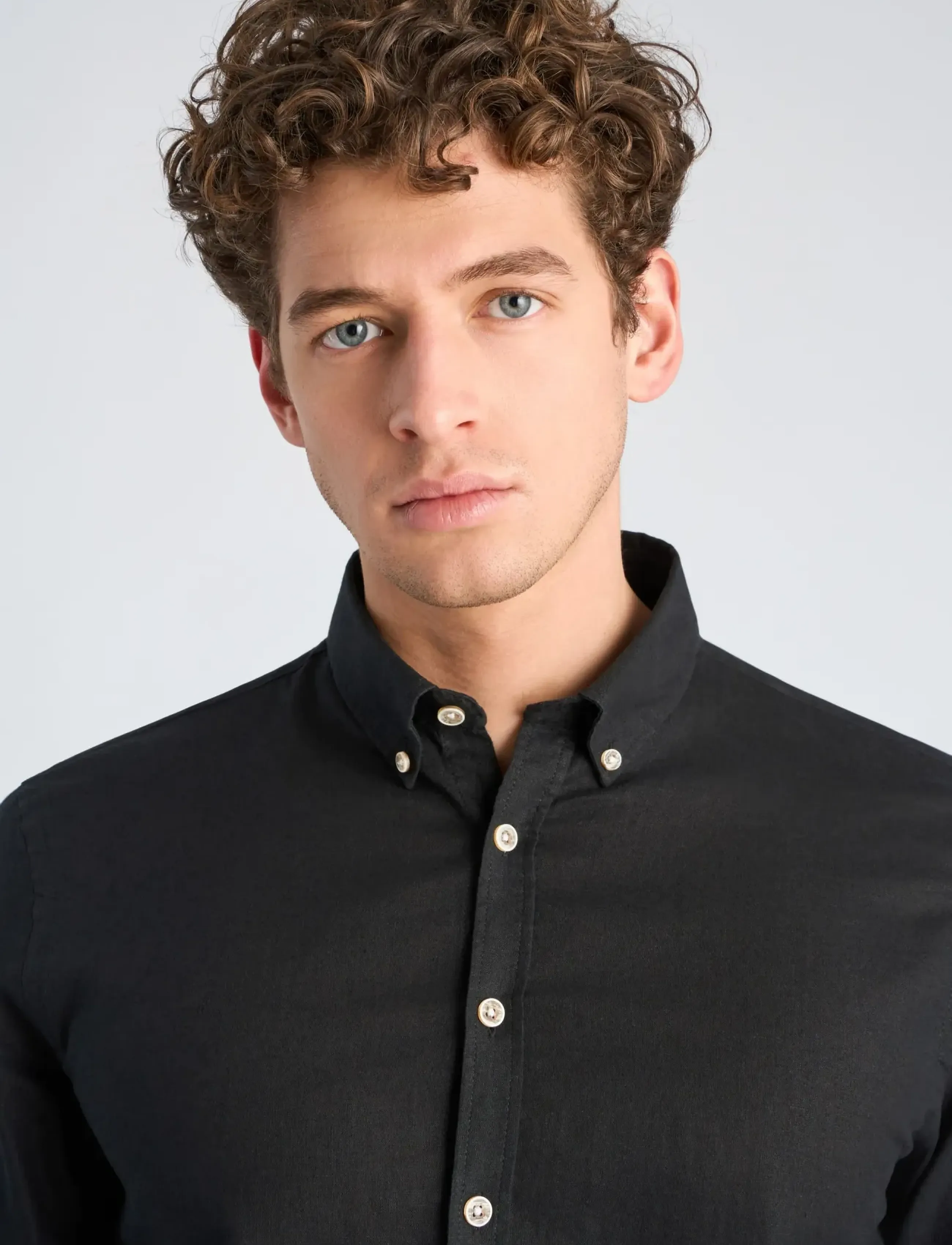 Lindbergh - Cotton/linen shirt L/S - linneskjortor - black - 5