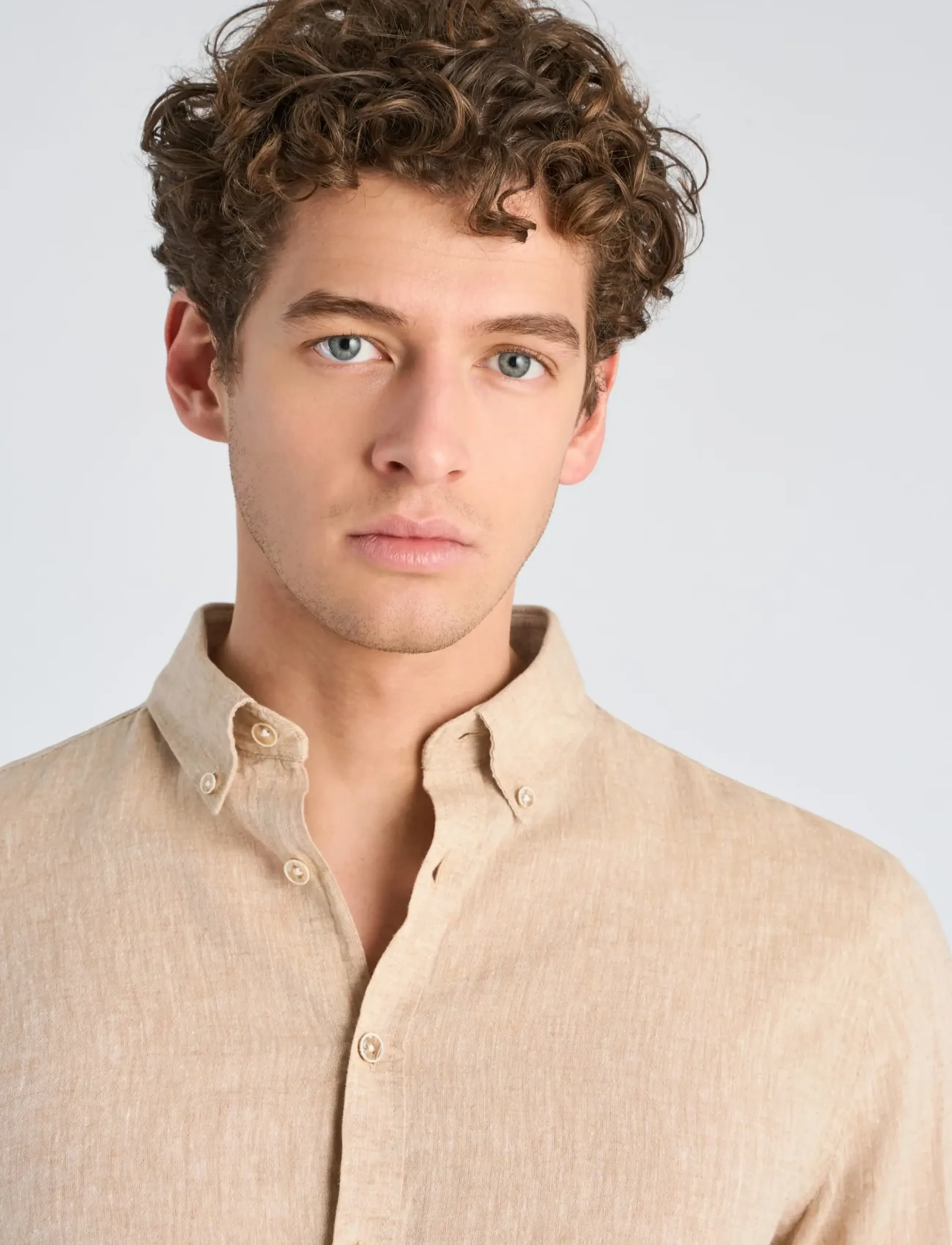 Lindbergh - Cotton/linen shirt L/S - linneskjortor - mid sand - 5