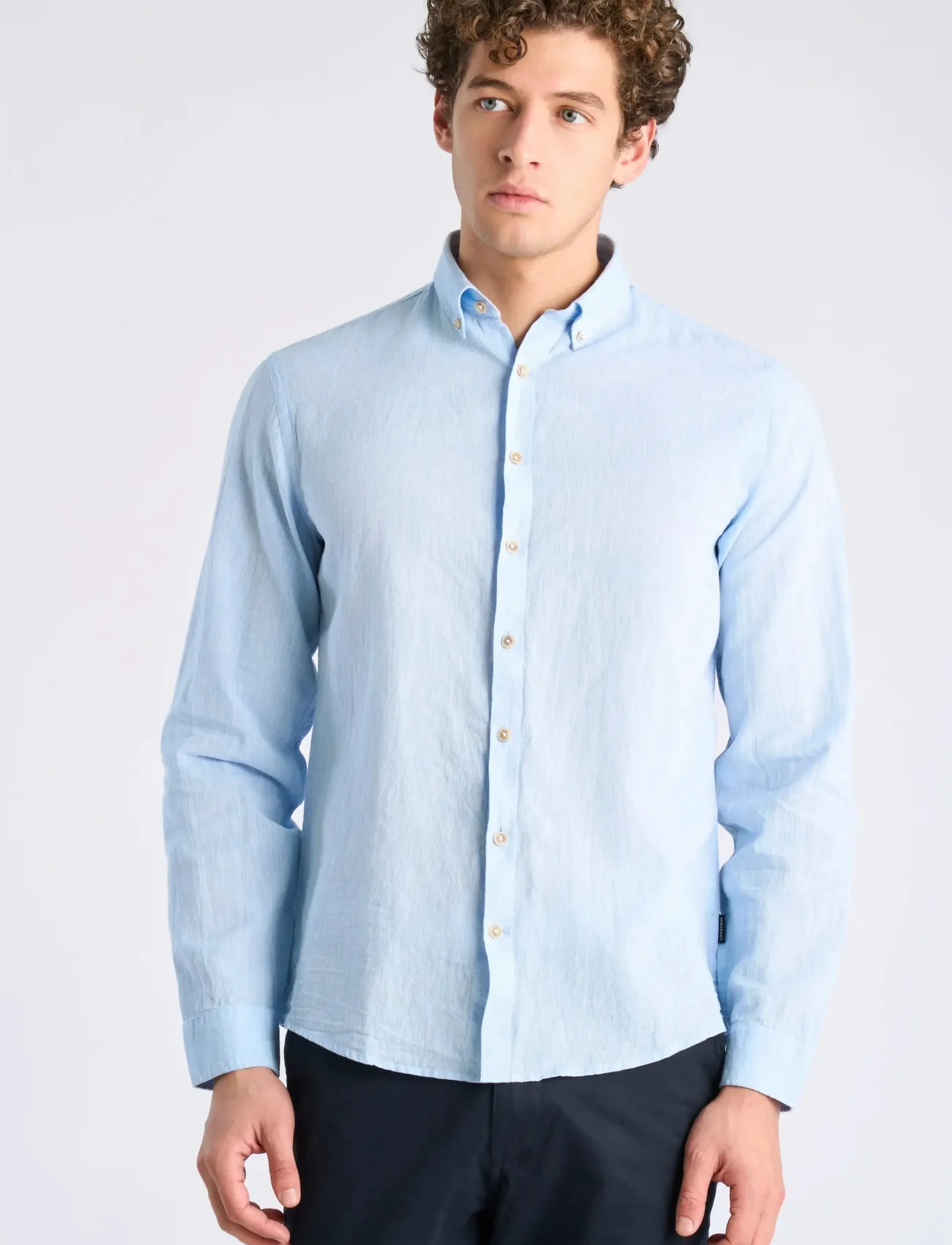 Lindbergh - Cotton/linen shirt L/S - hørskjorter - sky blue - 3