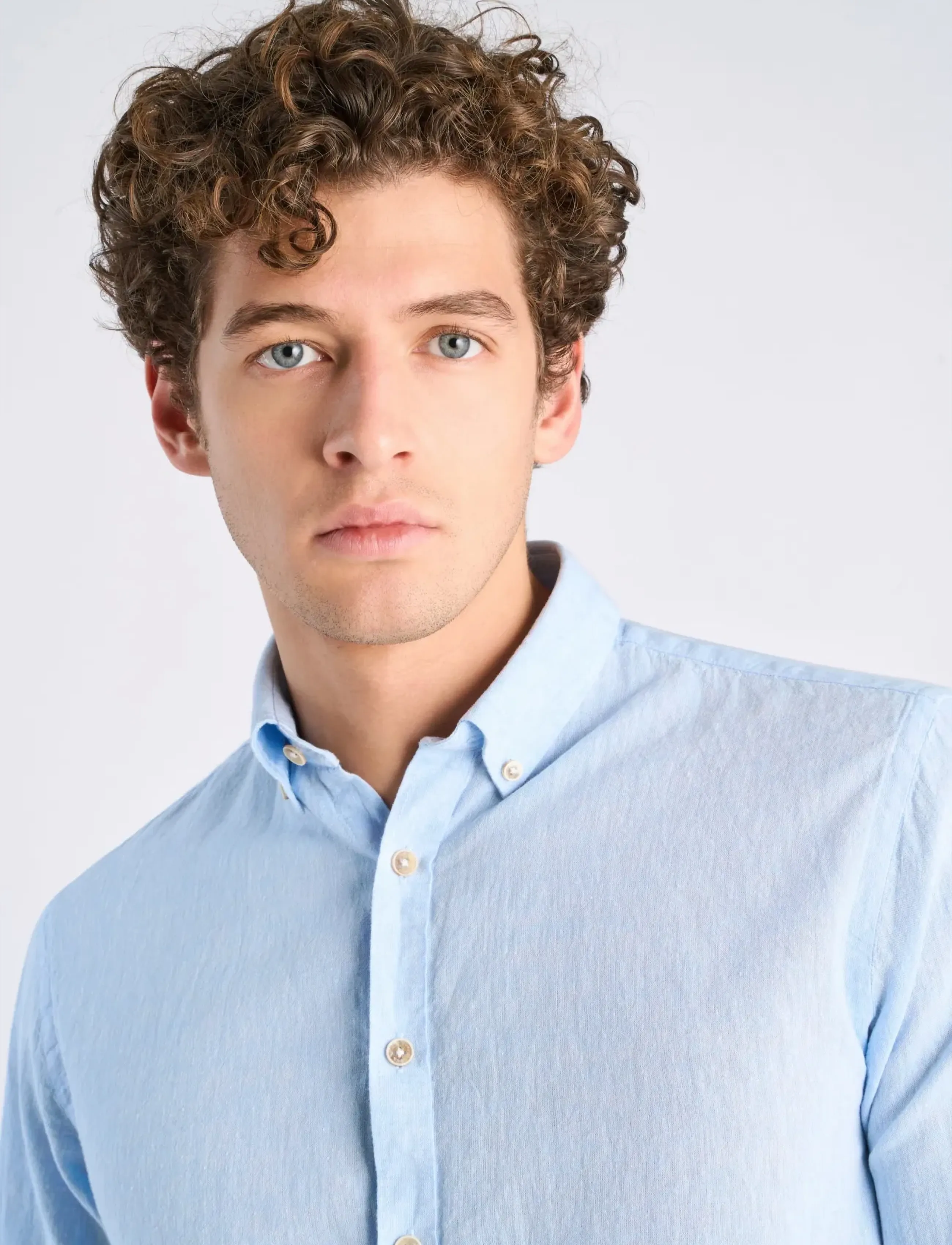 Lindbergh - Cotton/linen shirt L/S - hørskjorter - sky blue - 4