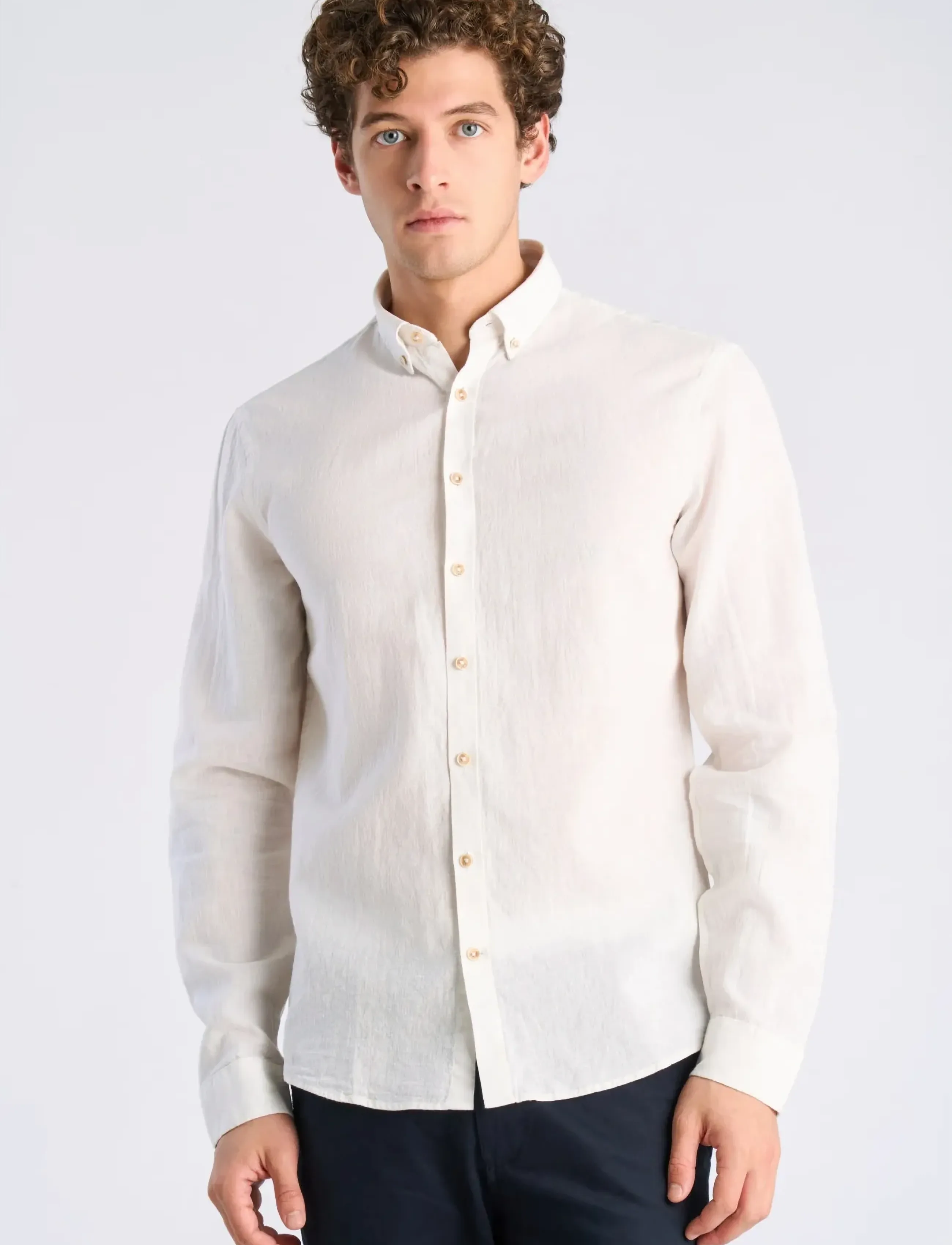 Lindbergh - Cotton/linen shirt L/S - hørskjorter - white - 2