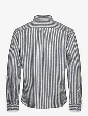 Lindbergh - Striped cotton/linen shirt L/S - hørskjorter - army - 1