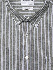 Lindbergh - Striped cotton/linen shirt L/S - linneskjortor - army - 2