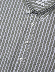 Lindbergh - Striped cotton/linen shirt L/S - linen shirts - army - 3