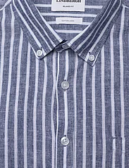 Lindbergh - Striped cotton/linen shirt L/S - linskjorter - navy - 2