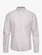 Striped cotton/linen shirt L/S - SAND