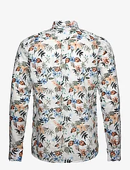 Lindbergh - Printed cotton/linen shirt L/S - hørskjorter - white - 1
