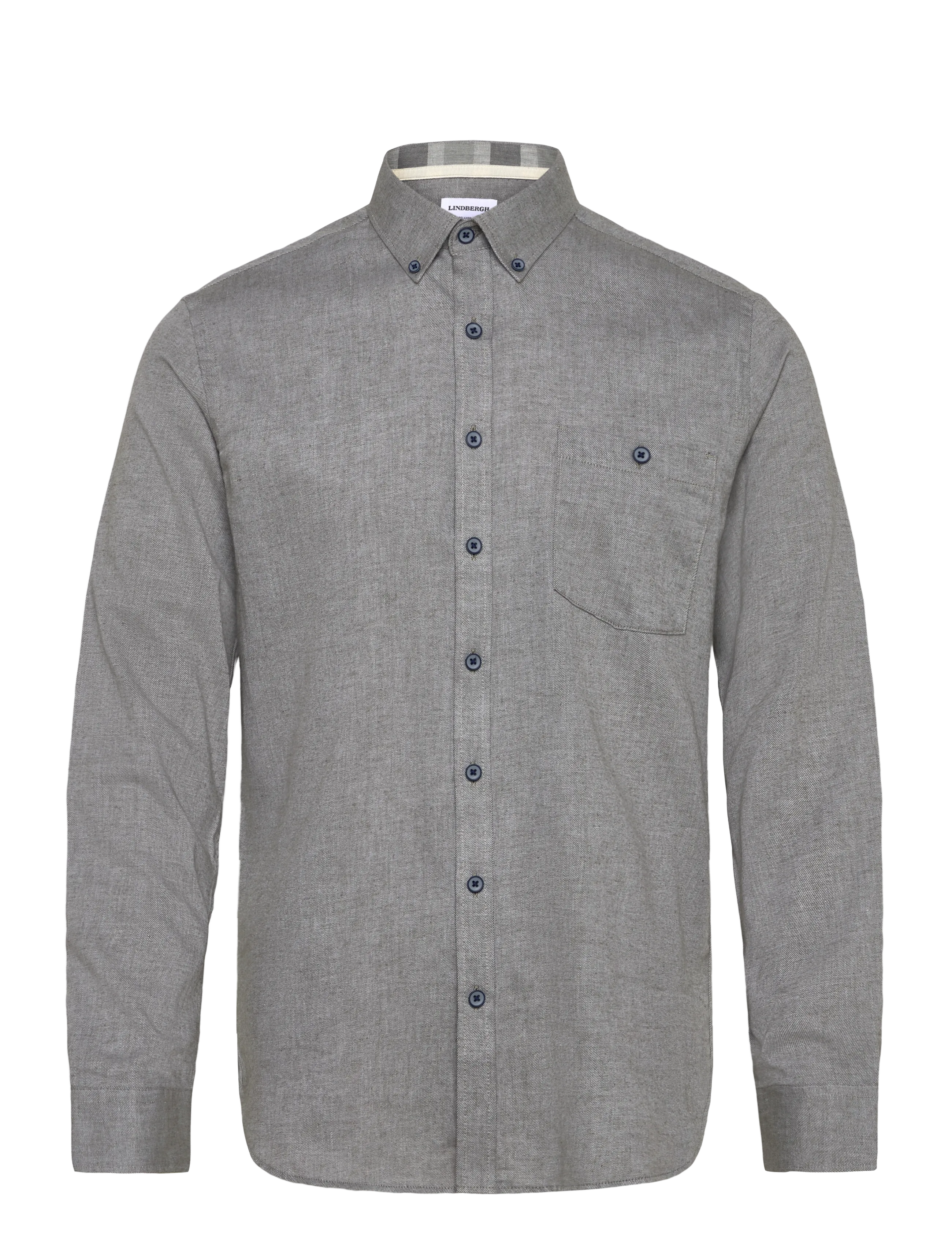 Lindbergh Mélange brushed shirt L/S - Regular - Koszule - ARMY MEL / grey