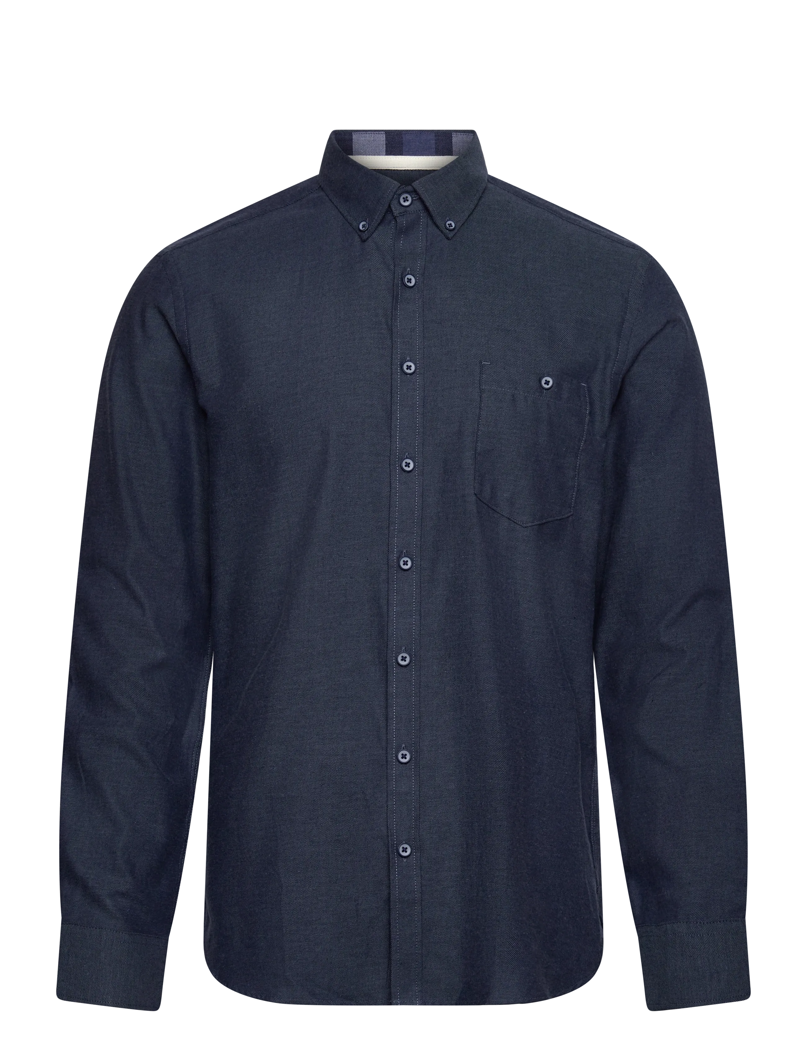Lindbergh Mélange brushed shirt L/S - Regular - Tøj - DK NAVY MEL / navy