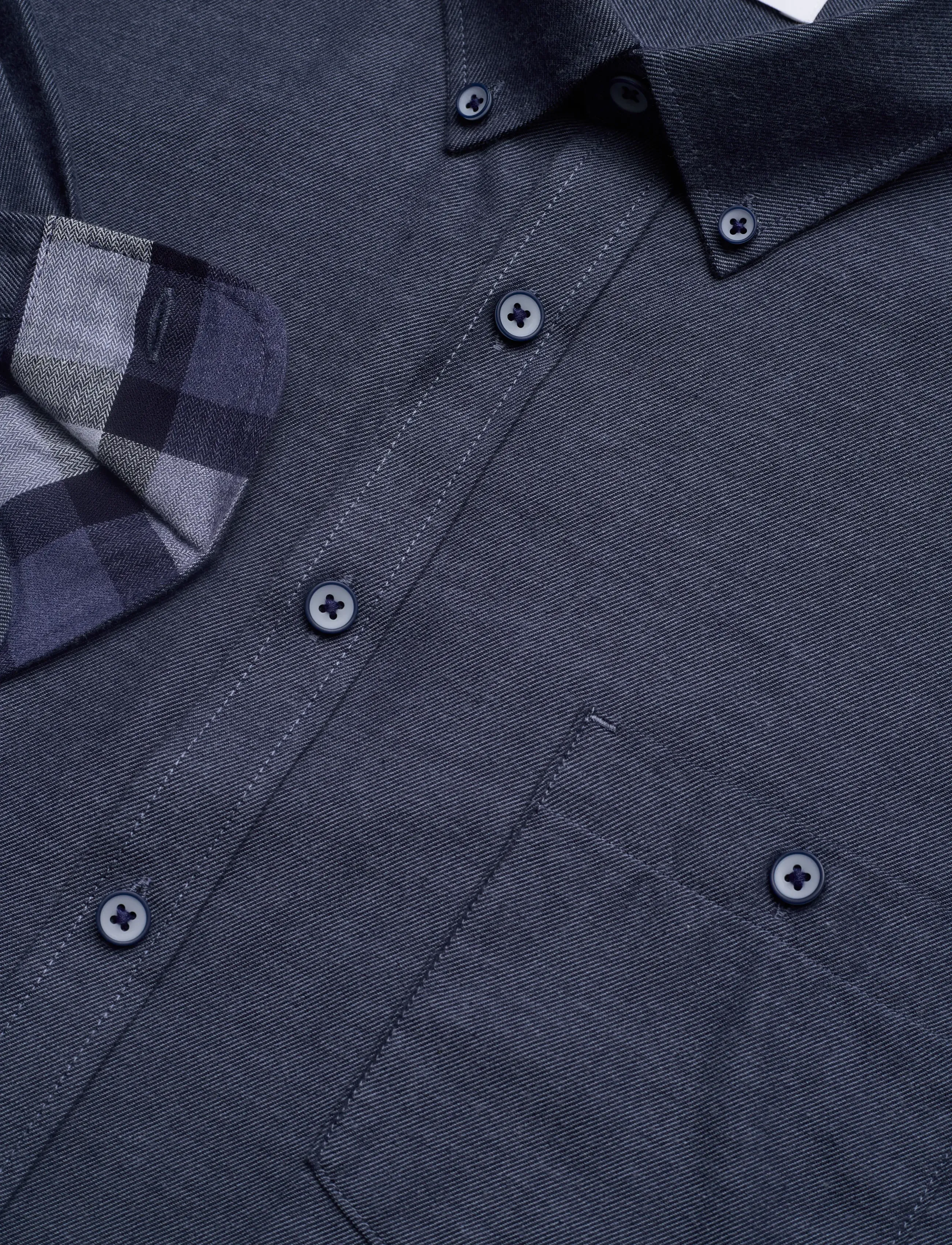 Lindbergh - Mélange brushed shirt L/S - Regular - casual skjorter - dk navy mel - 3