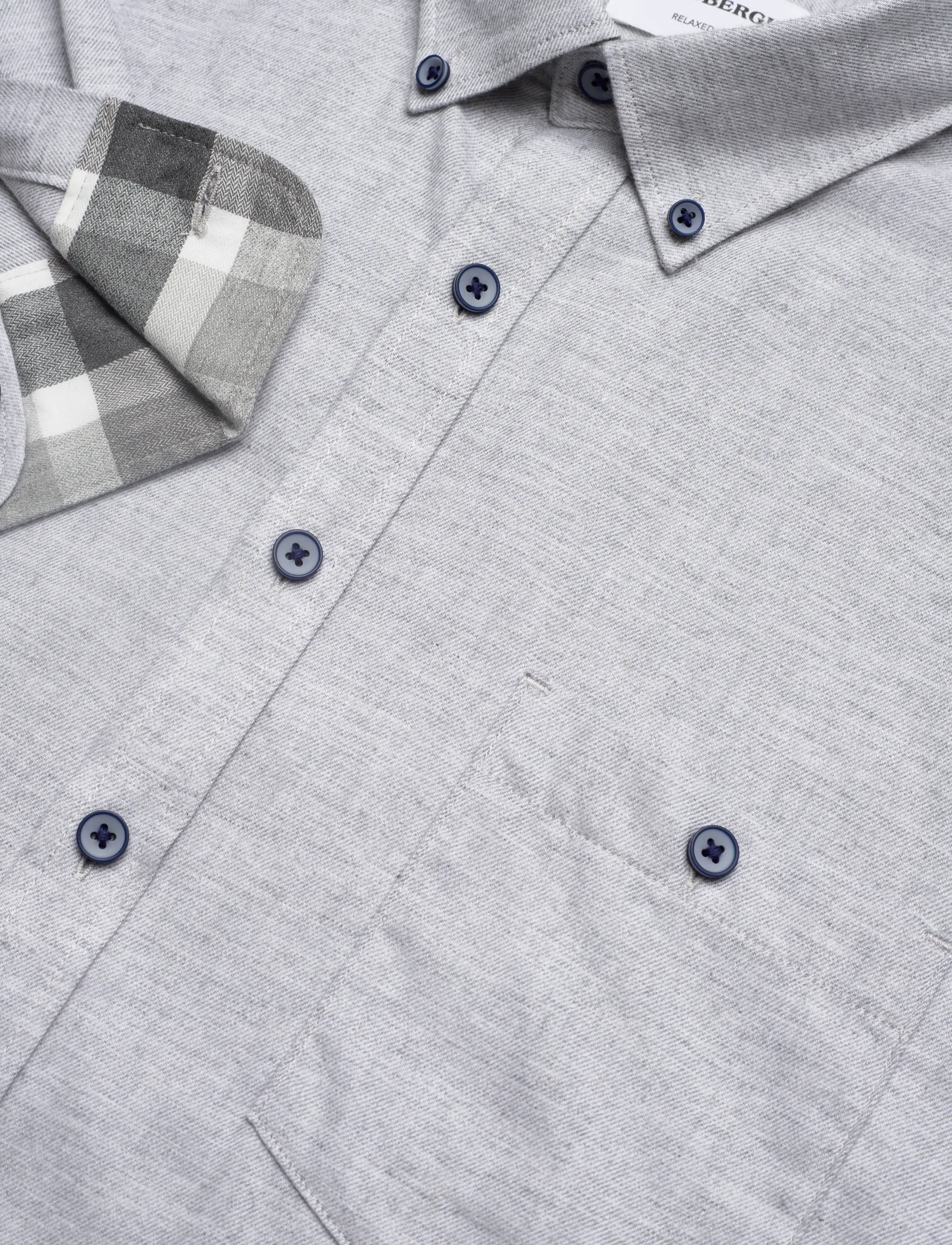 Lindbergh - Mélange brushed shirt L/S - Regular - casual skjorter - grey mel - 3
