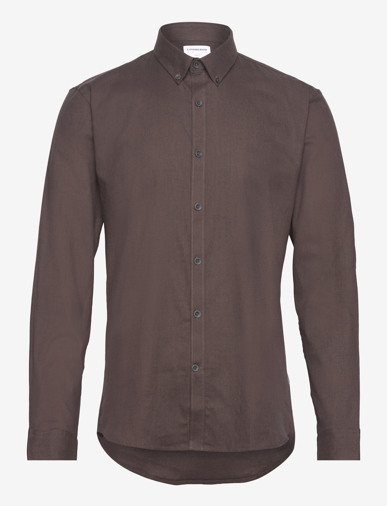 Lindbergh - Mouliné stretch shirt L/S - deep brown - 1