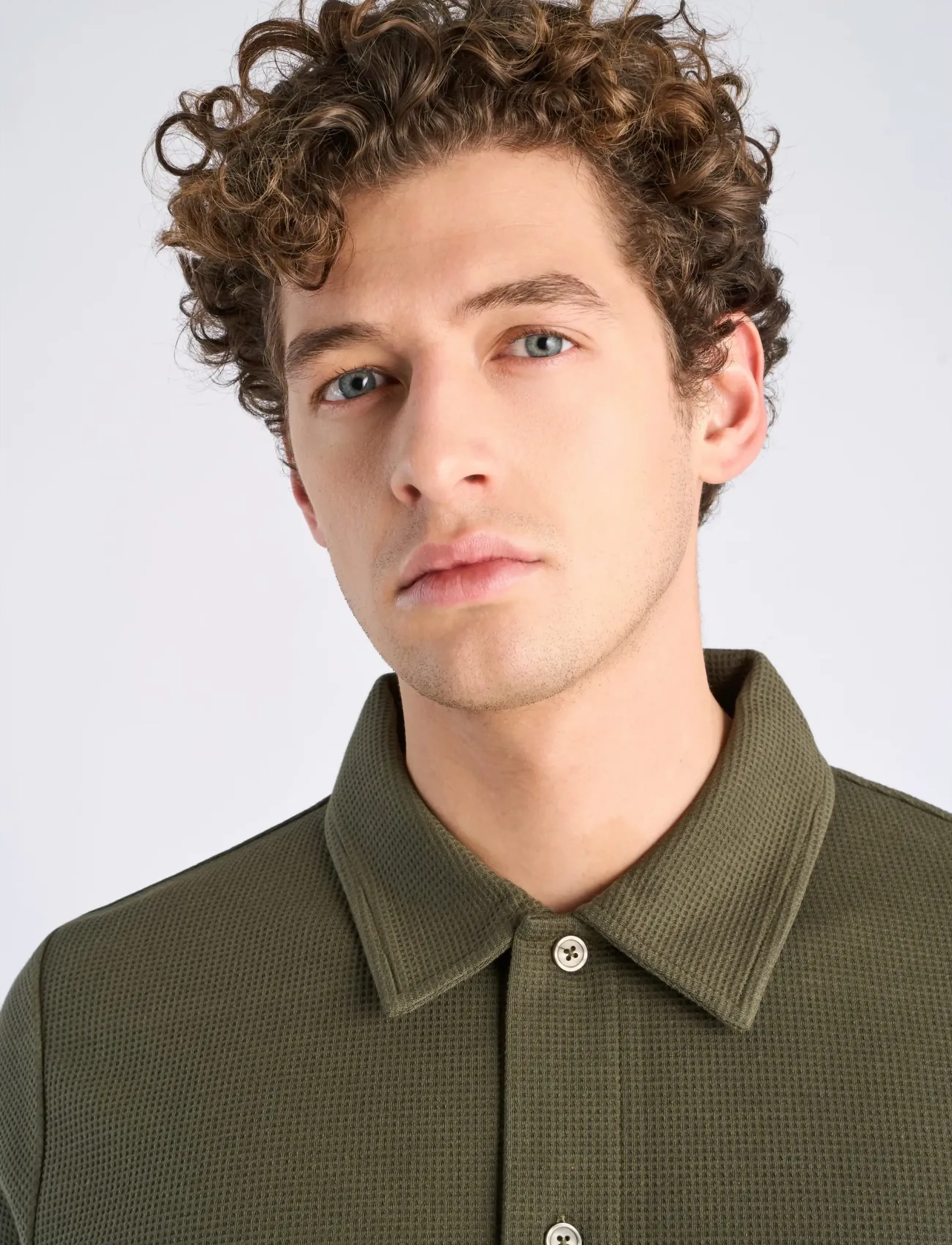 Lindbergh - Waffle short sleeve shirt - kortærmede skjorter - army - 5