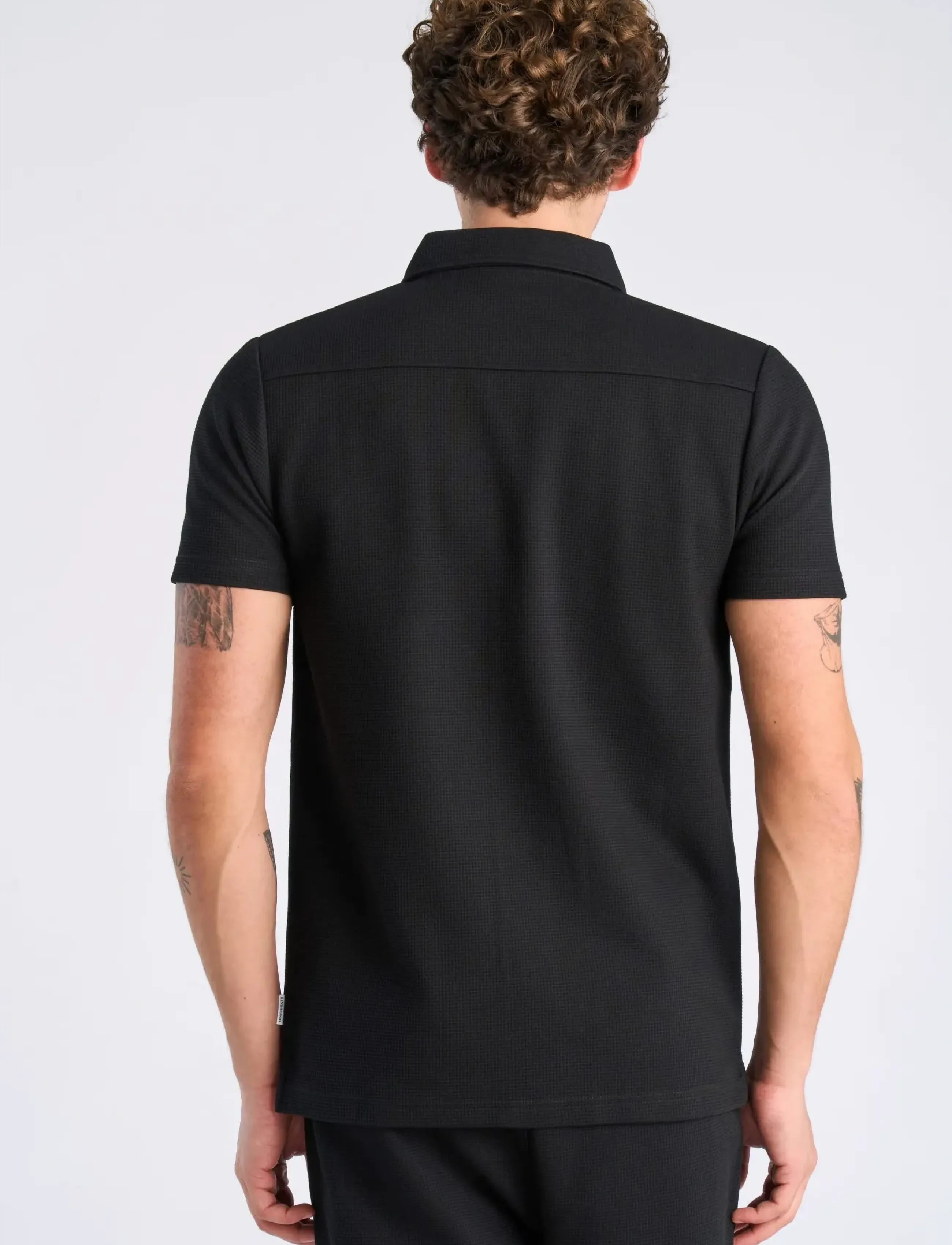 Lindbergh - Waffle short sleeve shirt - kortærmede skjorter - black - 4