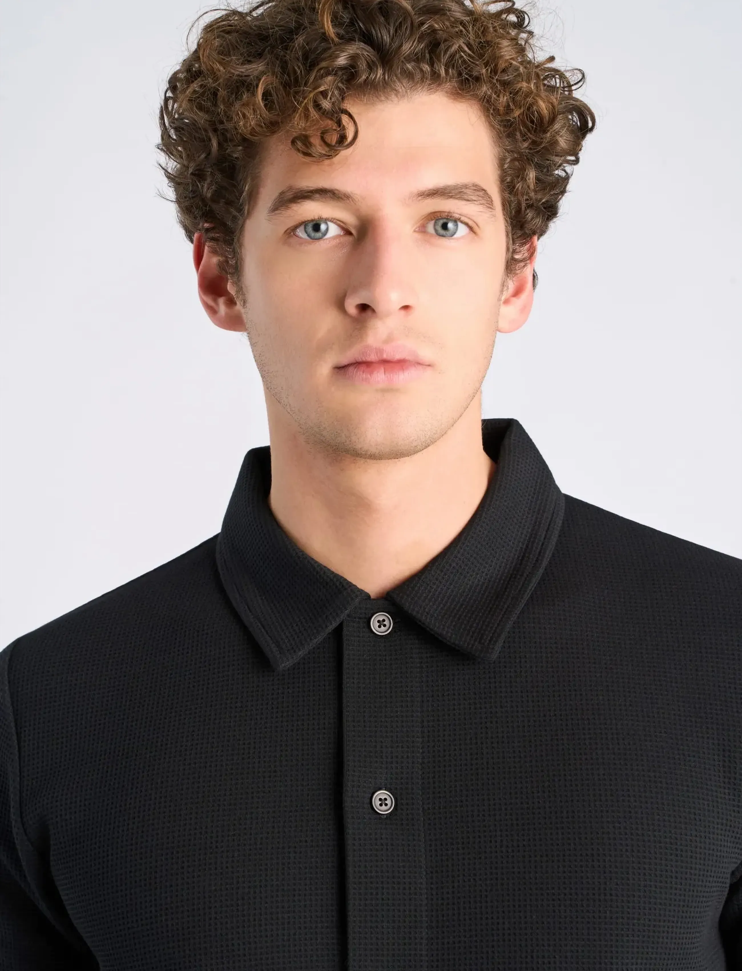 Lindbergh - Waffle short sleeve shirt - kortærmede skjorter - black - 5