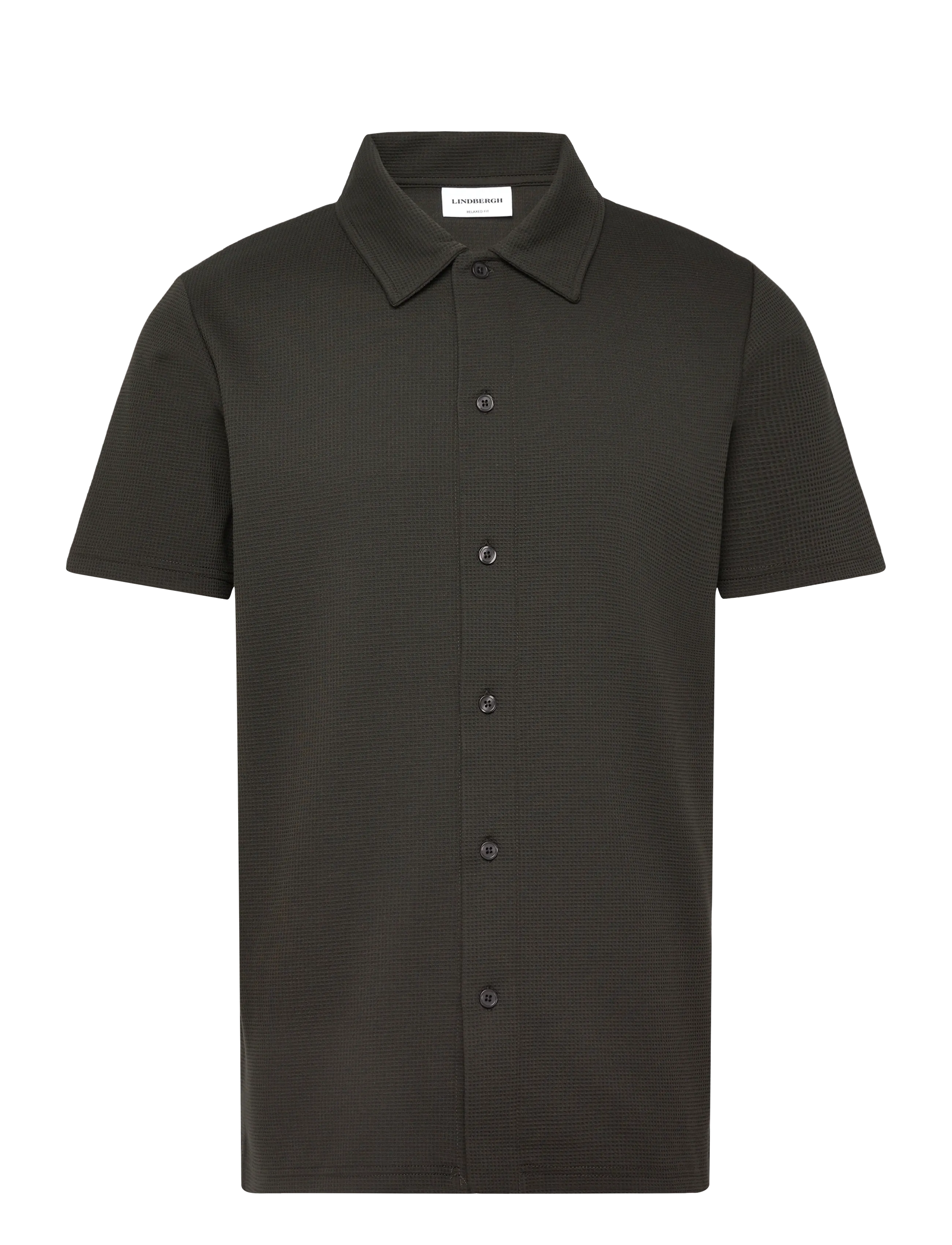 Lindbergh Waffle short sleeve shirt - Skjorter - EBONY BROWN / brown