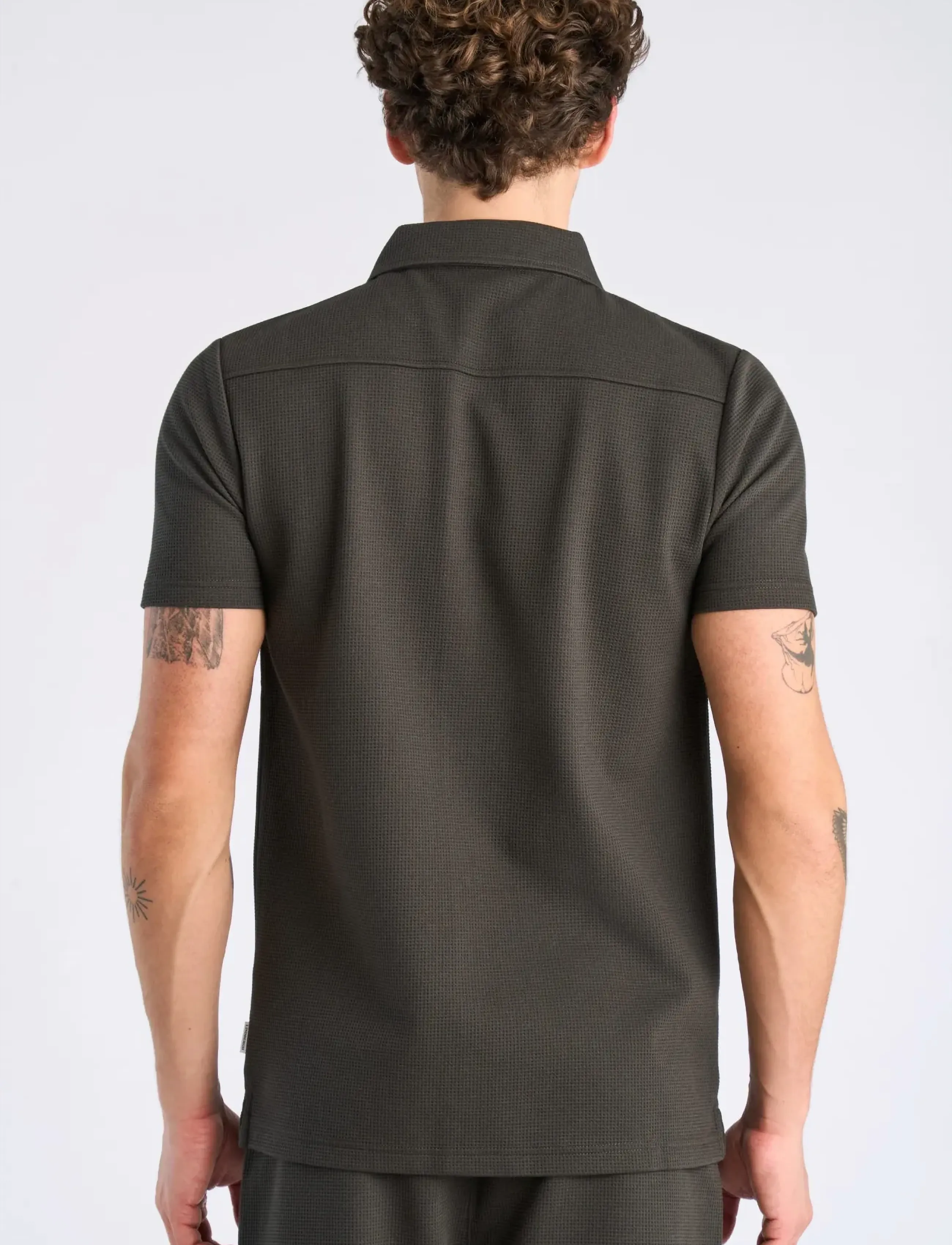 Lindbergh - Waffle short sleeve shirt - kurzarmhemden - ebony brown - 4
