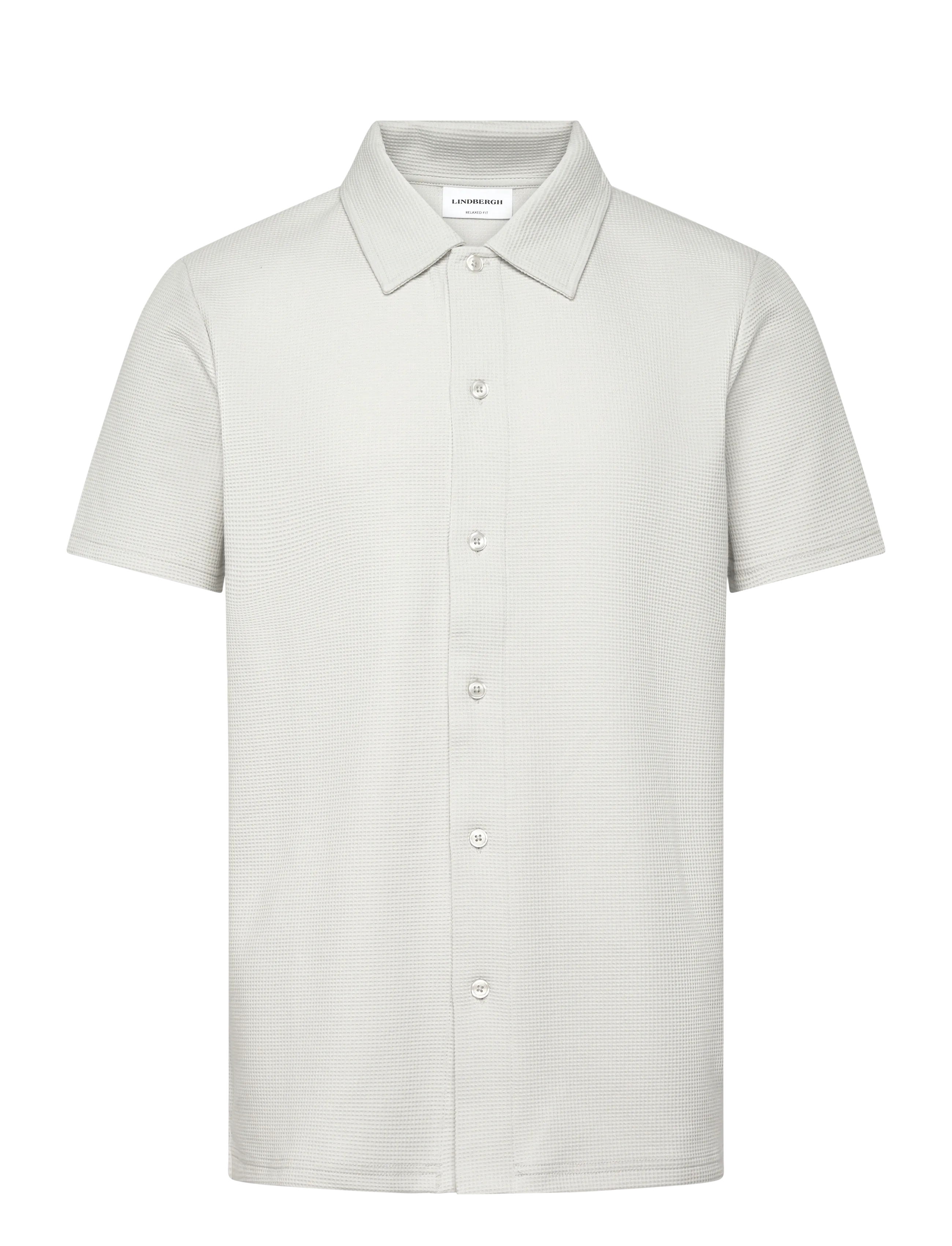 Lindbergh Waffle short sleeve shirt - Skjorter - LT GREY / grey