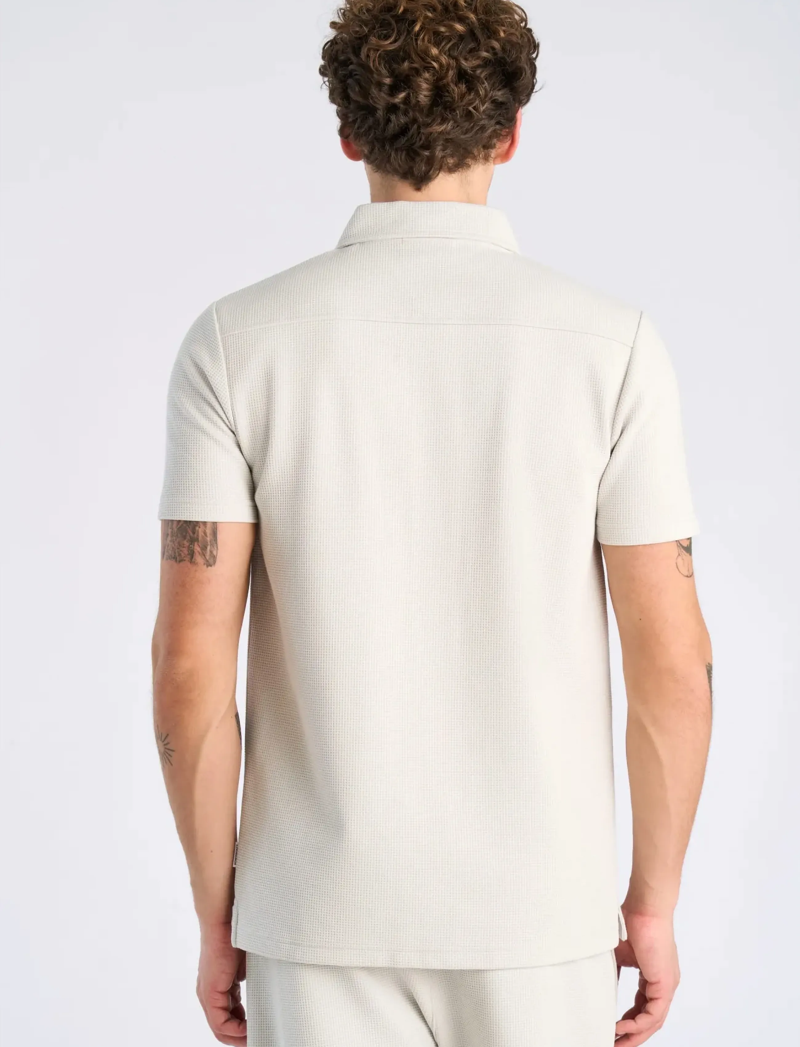 Lindbergh - Waffle short sleeve shirt - kortærmede skjorter - lt grey - 4