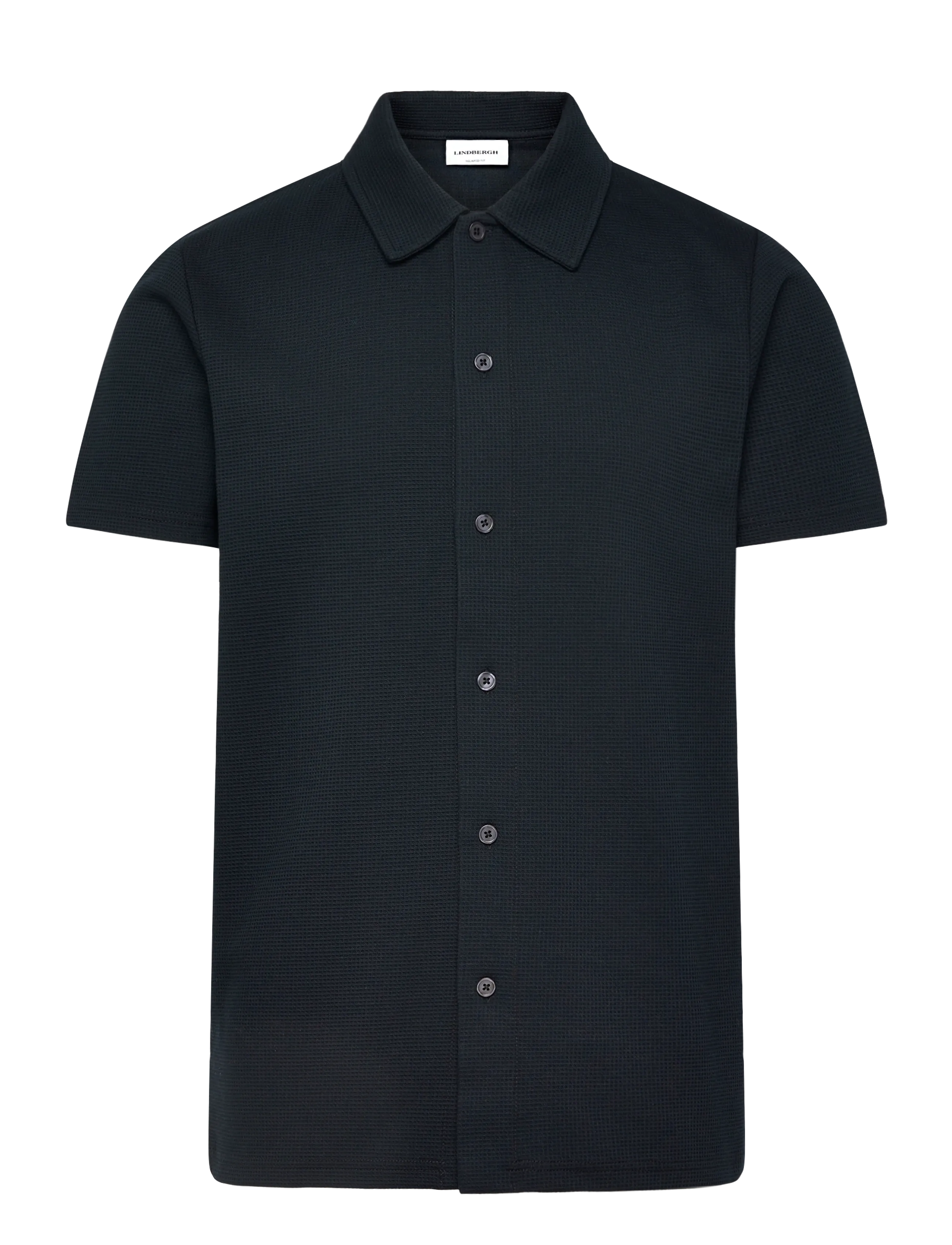 Lindbergh Waffle short sleeve shirt - Skjortor - NAVY / navy