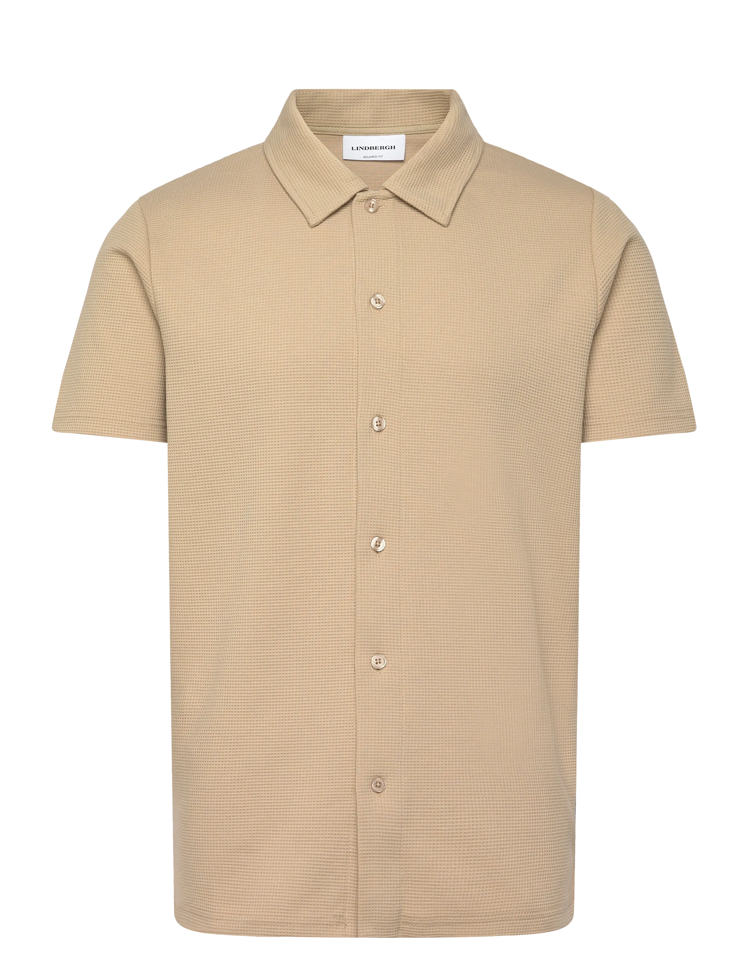 Lindbergh Waffle short sleeve shirt - Skjorter - SAND / beige