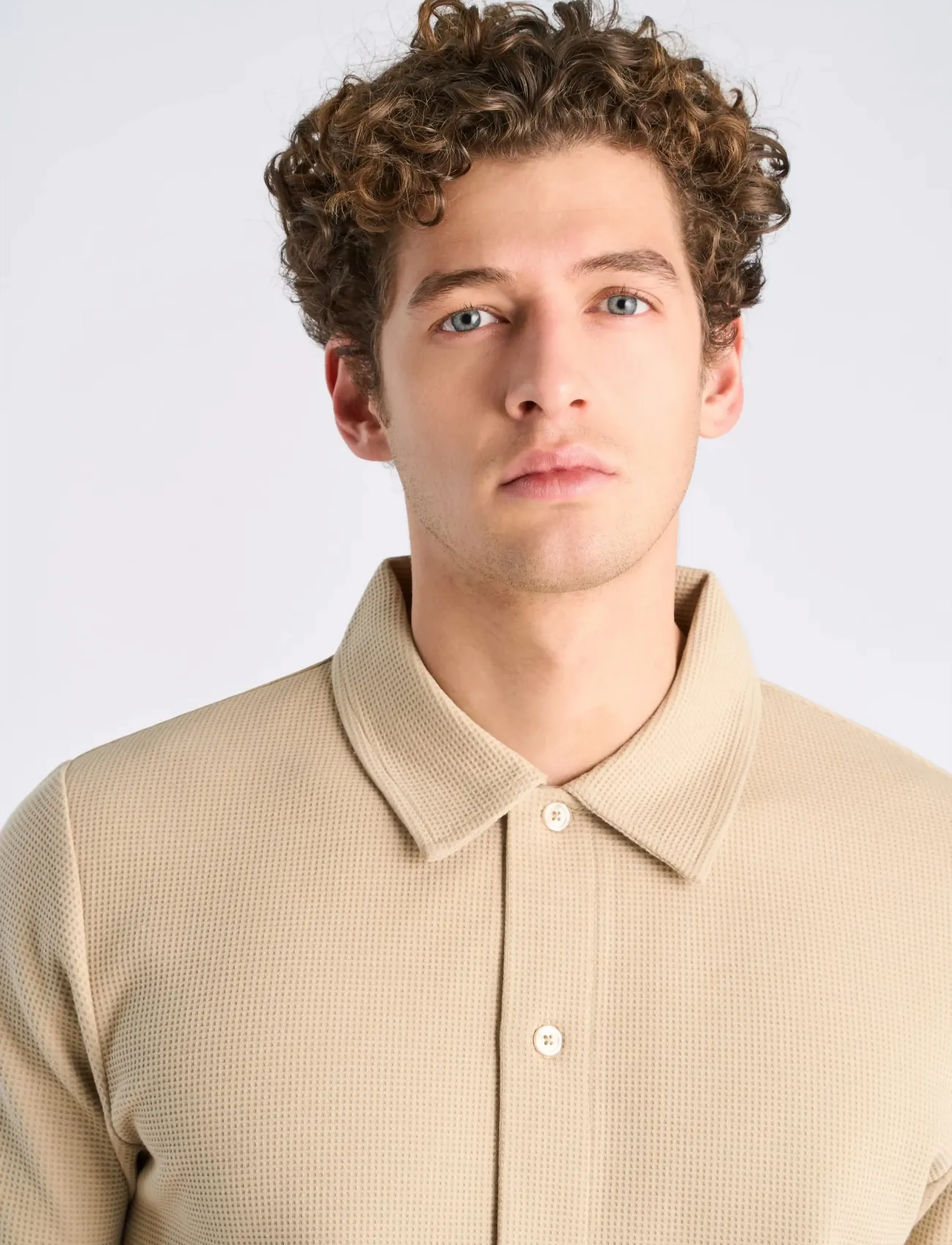 Lindbergh - Waffle short sleeve shirt - kortærmede skjorter - sand - 5