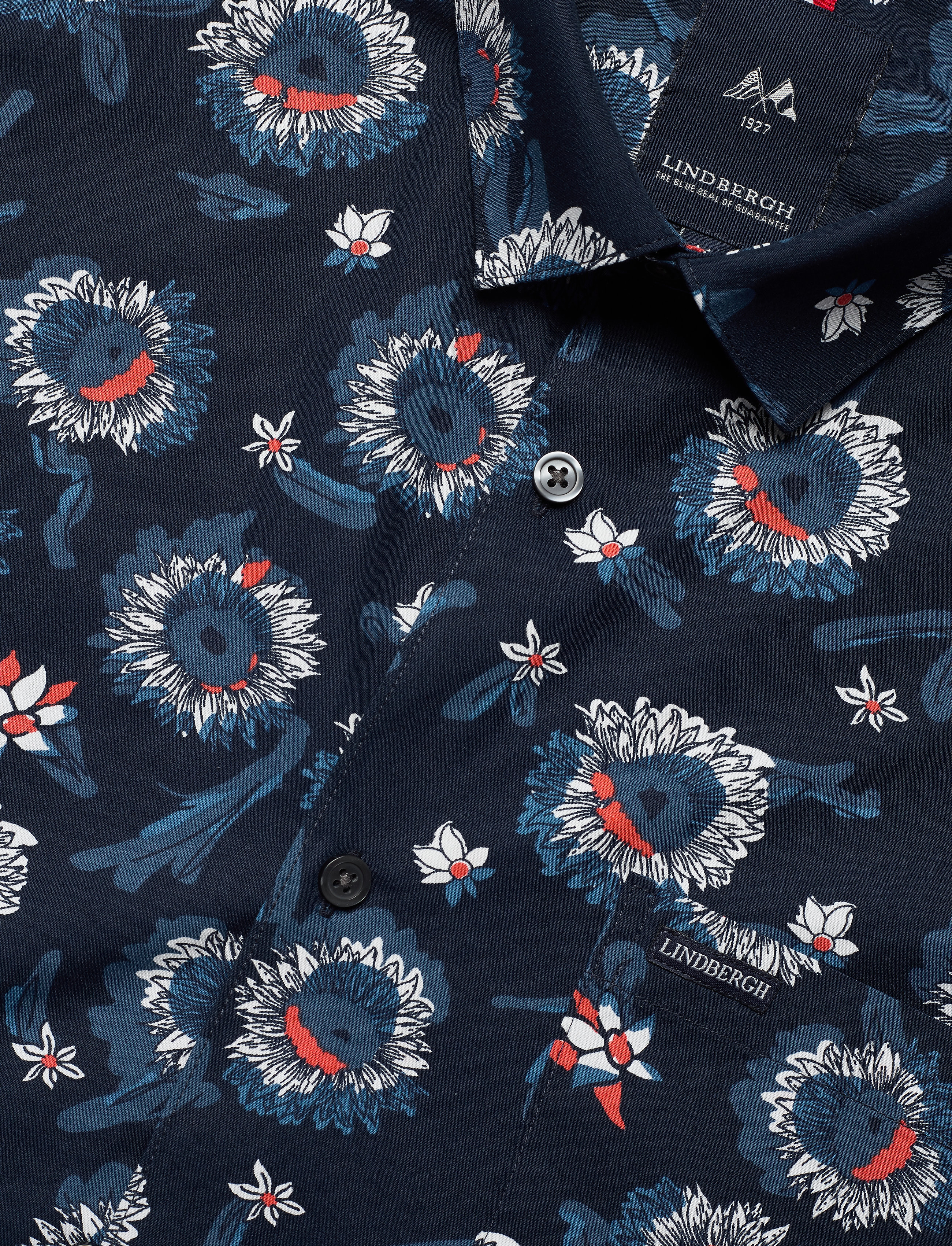 Lindbergh - AOP L/S shirt - mid blue - 2